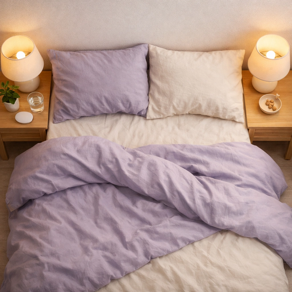 Peaceful bedroom setup with sleep tracker for monitoring sleep quality metrics