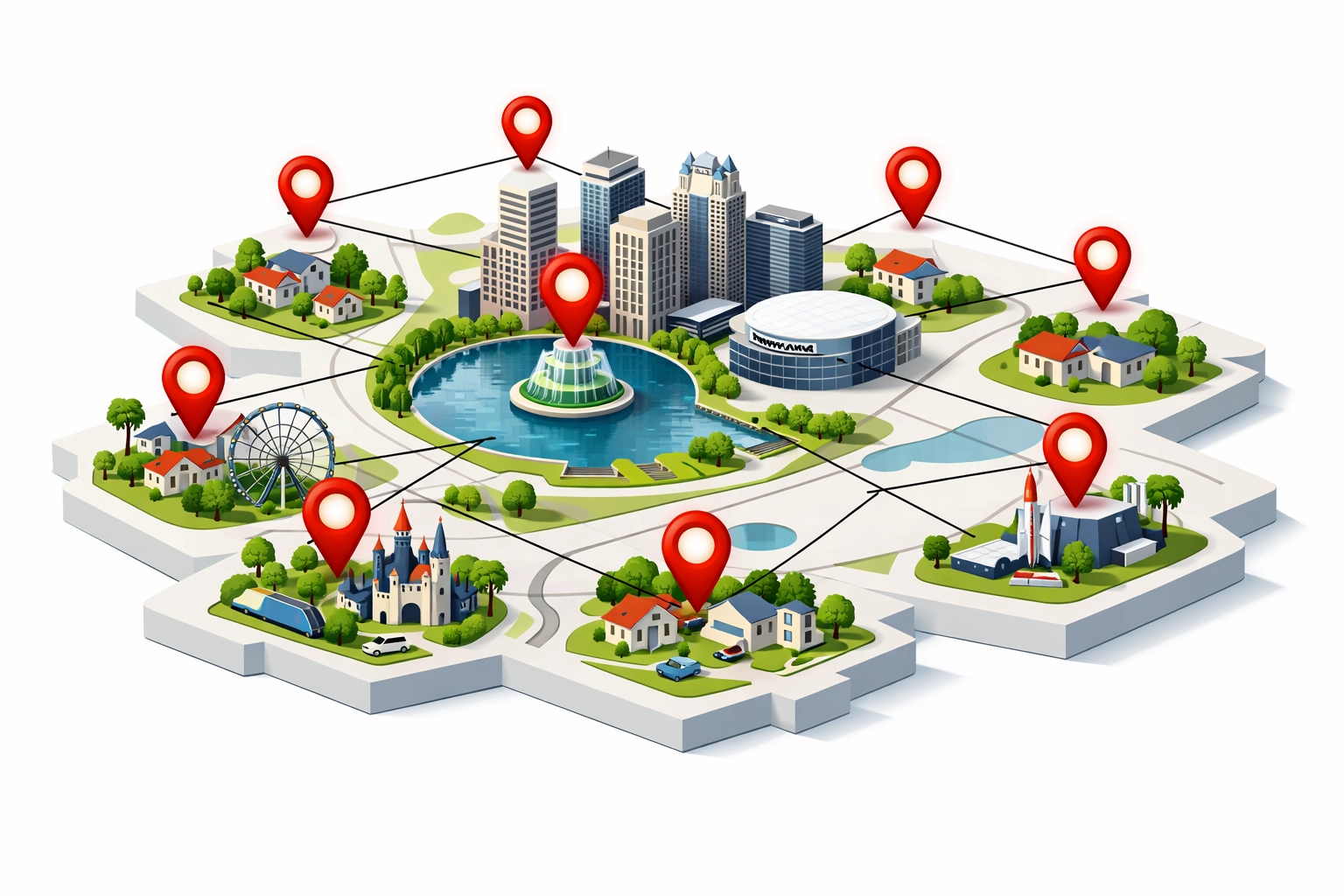 Orlando local SEO map showing neighborhoods and landmarks for business visibility