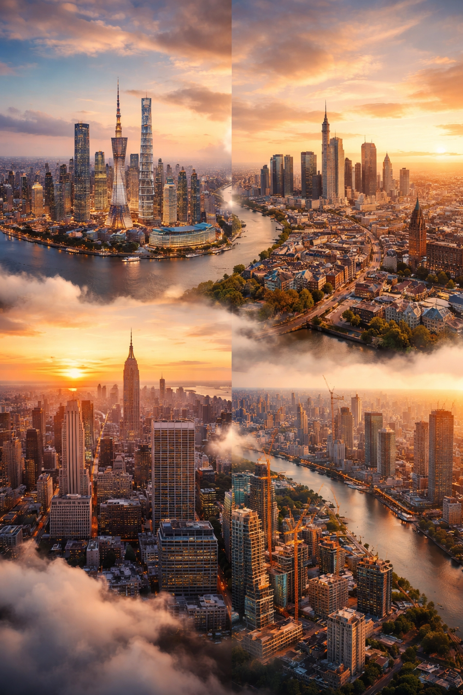 Aerial view of global financial markets, including Asia, Europe, America, and emerging markets, showing global diversification.