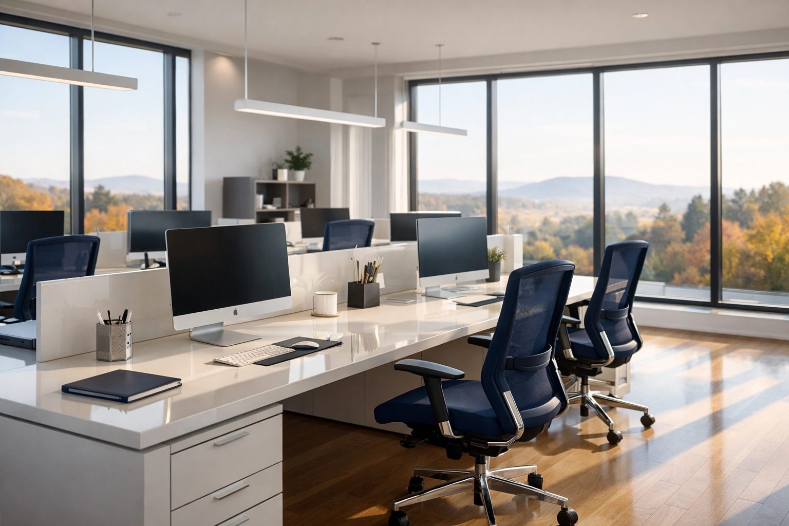 Clean office workstations in Dracut, MA prepared by commercial cleaning professionals.