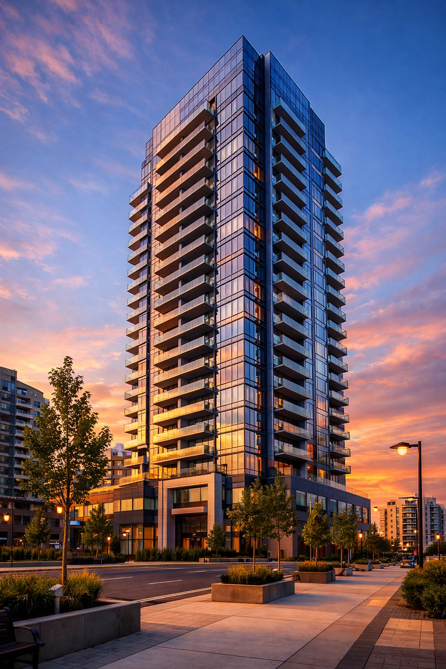 Многоэтажный жилой комплекс в центре Ричмонд-Хилла, перспективный объект для инвестиций у метро.