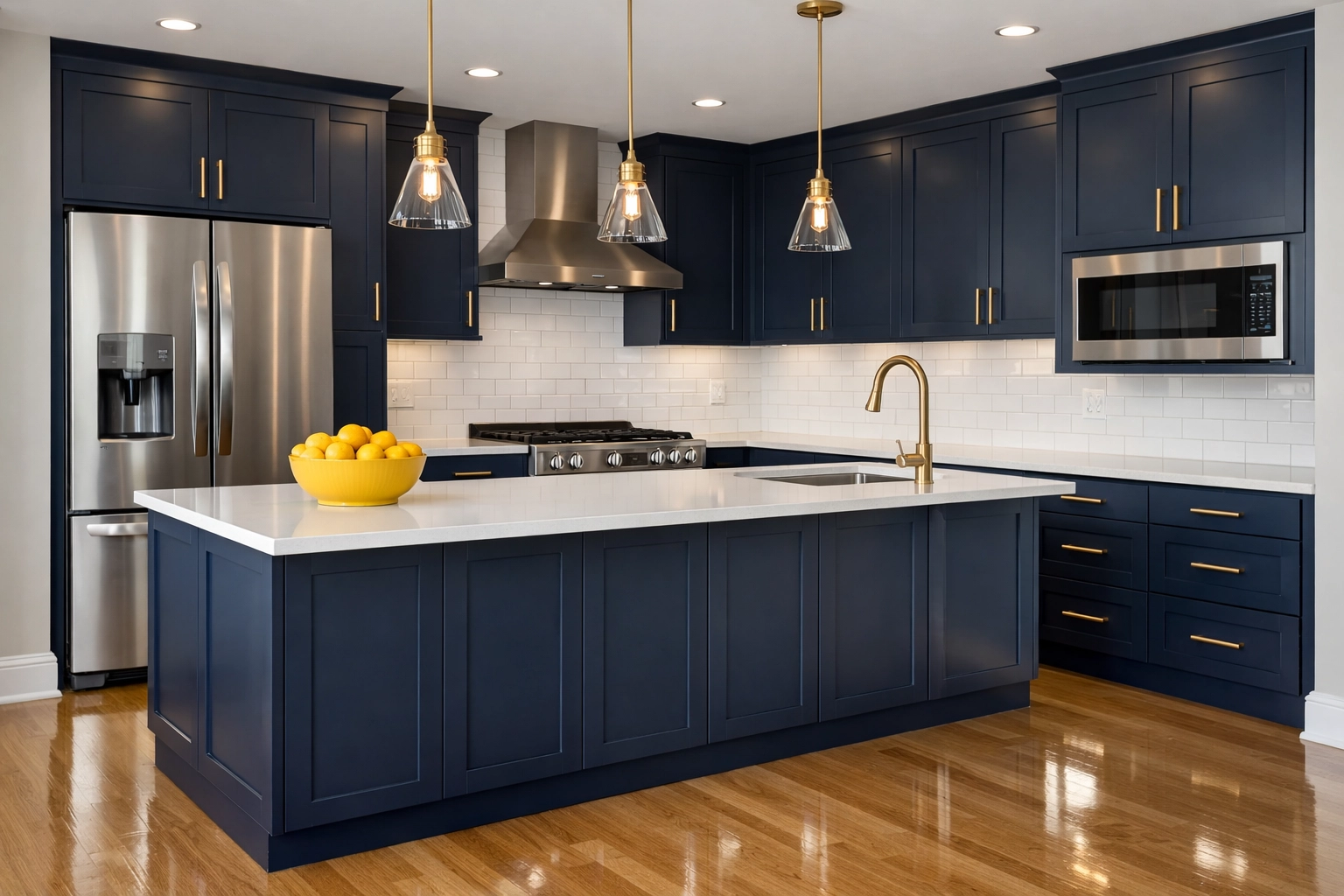 A spotless modern kitchen in a Boston apartment cleaned professionally for a move-out turnover.