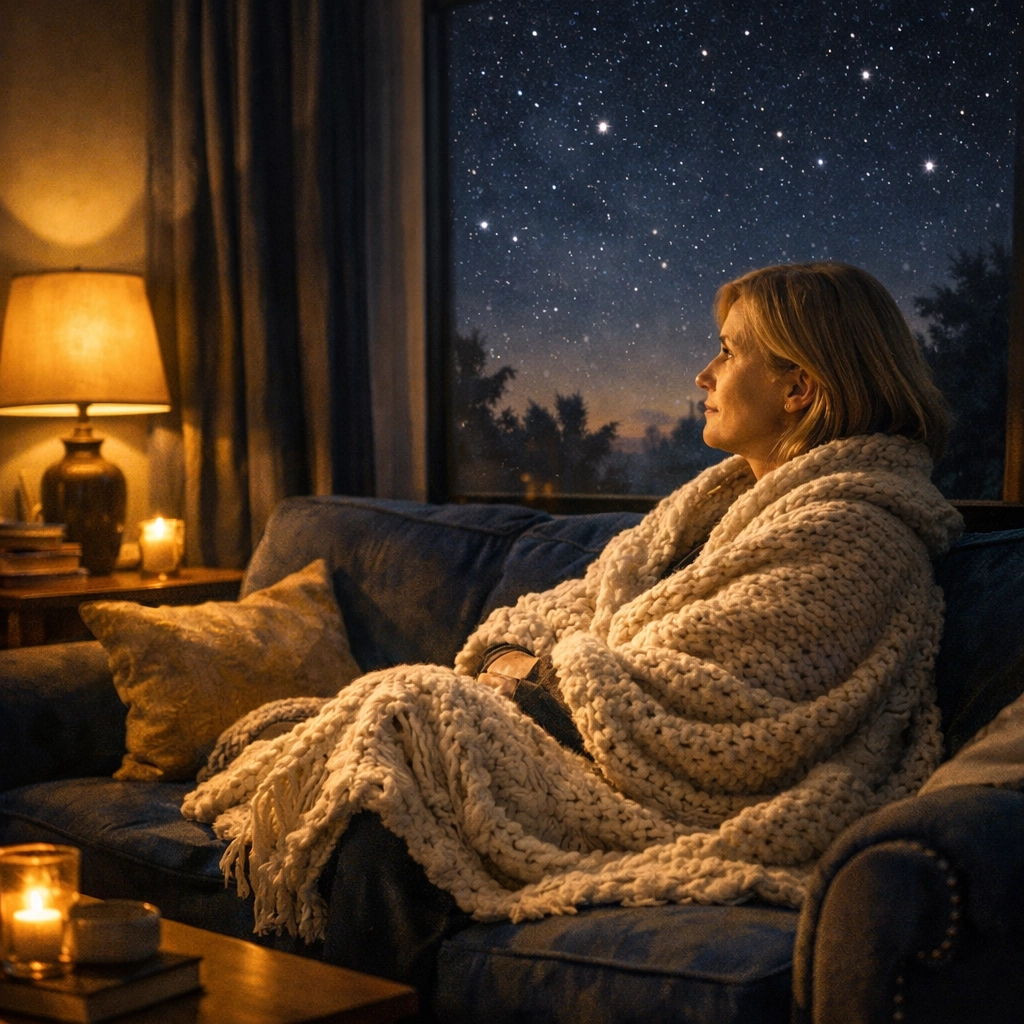 Woman practicing stress management to balance cortisol and manage menopause weight gain.