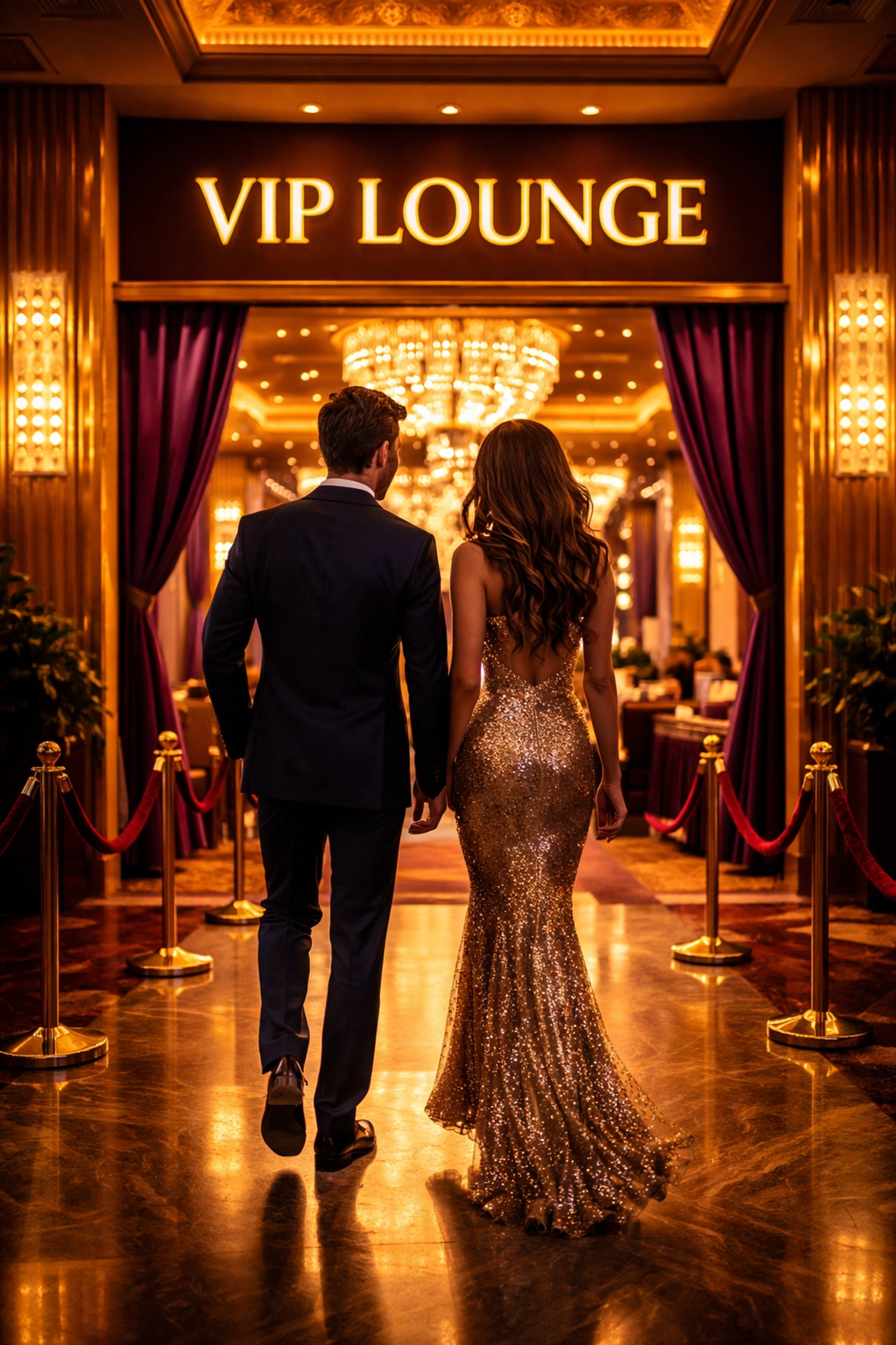 Exclusive VIP lounge entrance in Las Vegas at sunset, highlighting premium concierge travel access