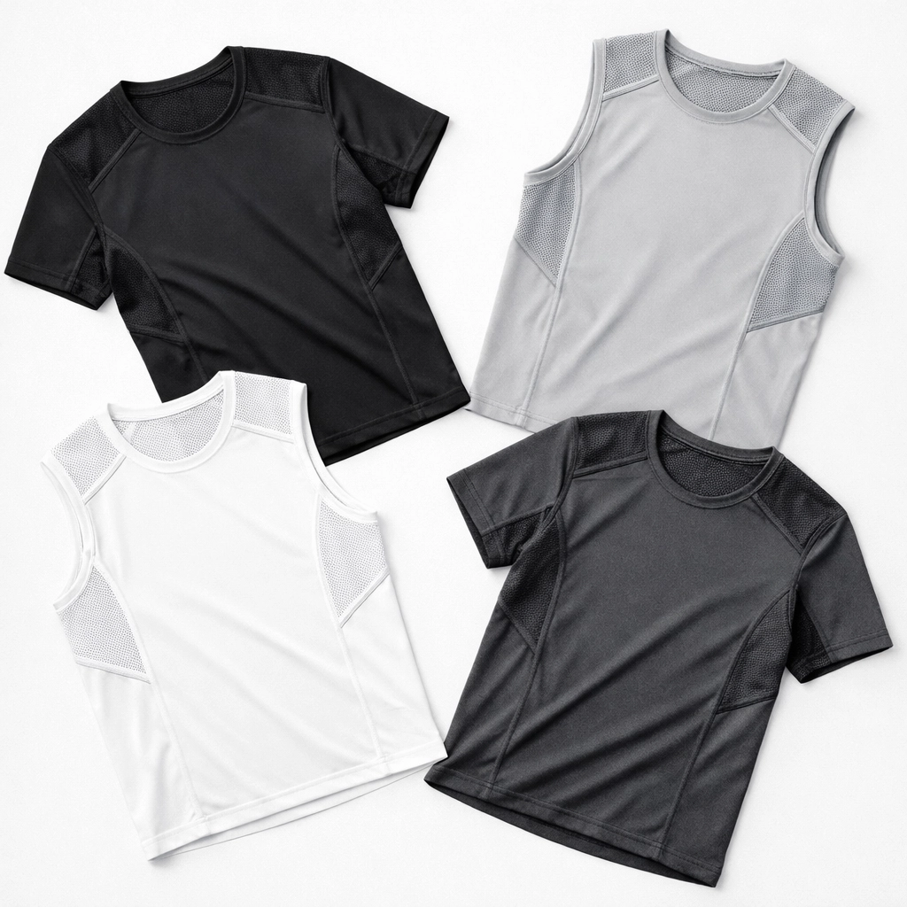 Quality CrossFit training shirts for men with mesh panels and reinforced seam construction