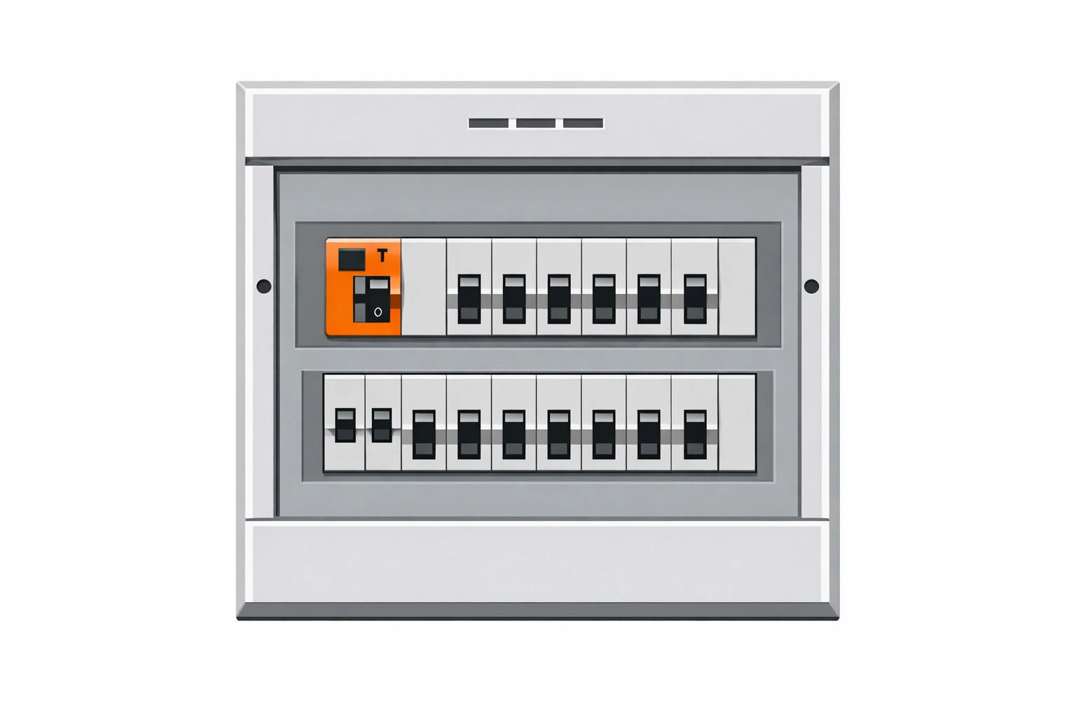 Moderner Sicherungskasten mit FI-Schutzschalter für schnellen Elektriker Notdienst in Wien.