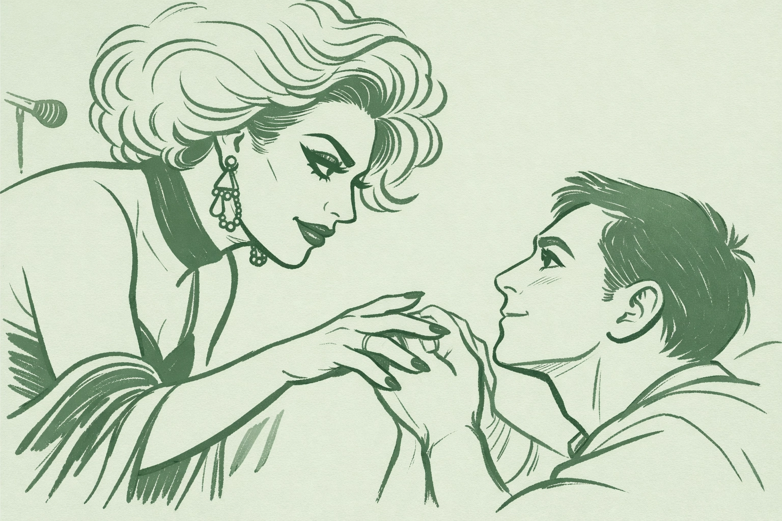 Emotional connection between drag performer and audience member during lip sync