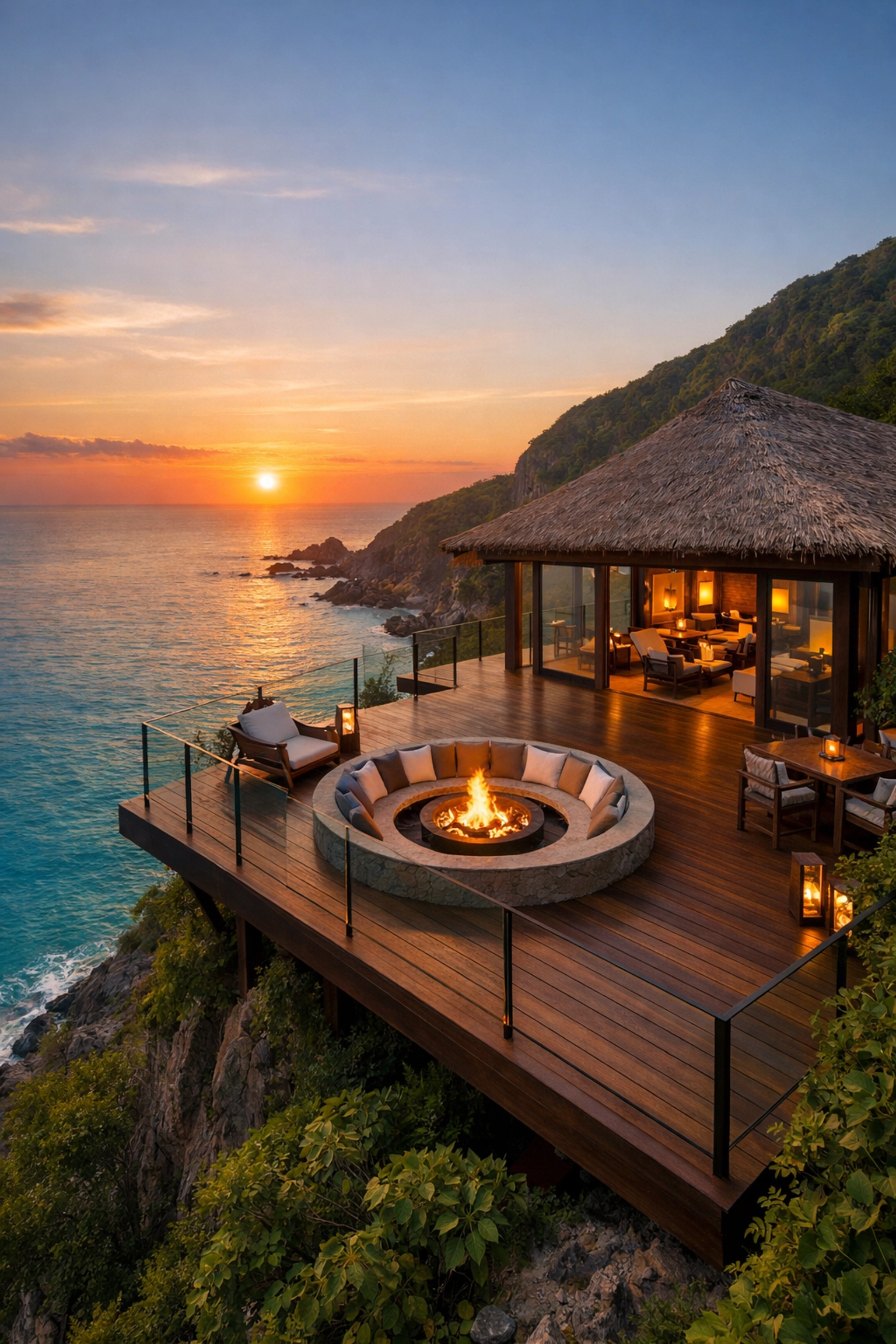 Secluded luxury coastal eco-lodge overlooking the ocean for a private wellness escape.