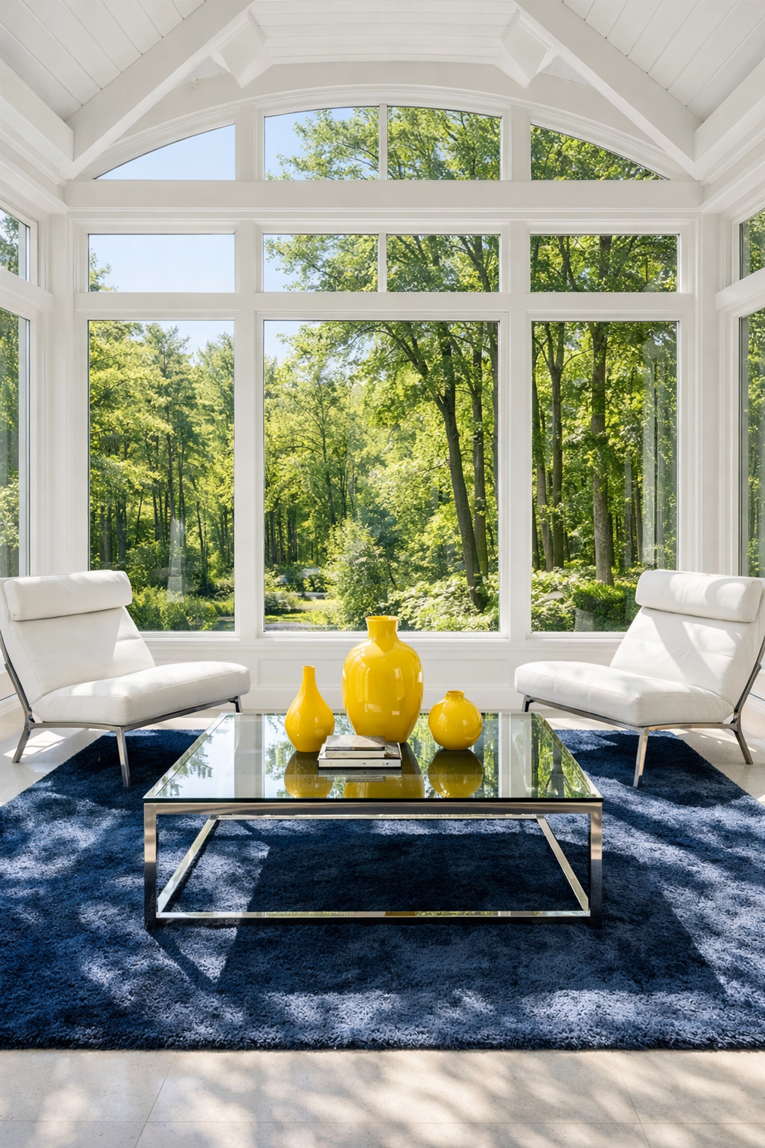 Spotless sunroom with clear windows and green views following residential cleaning Massachusetts.