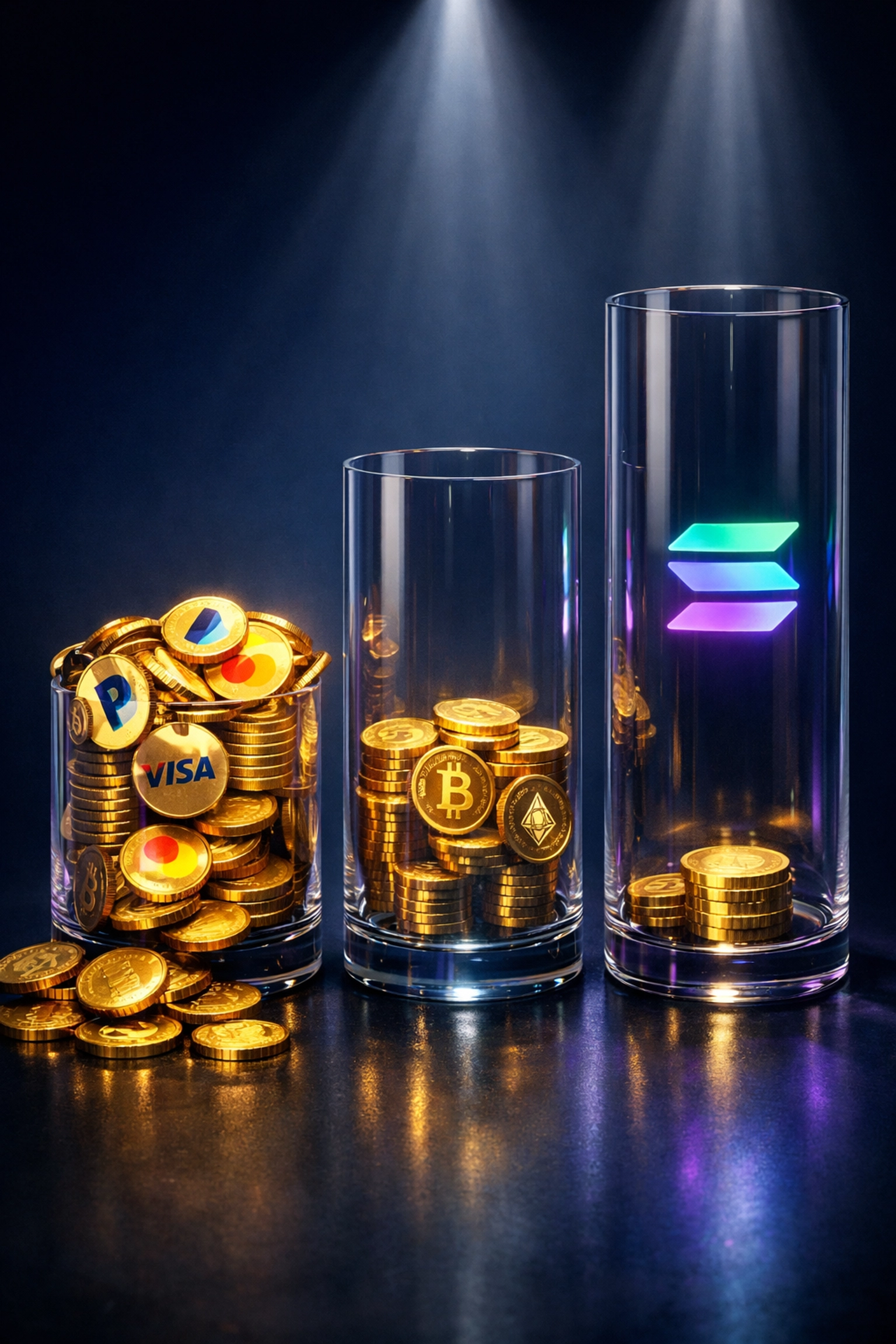 Cost comparison showing crypto payment processor fees with Solana offering lowest transaction costs