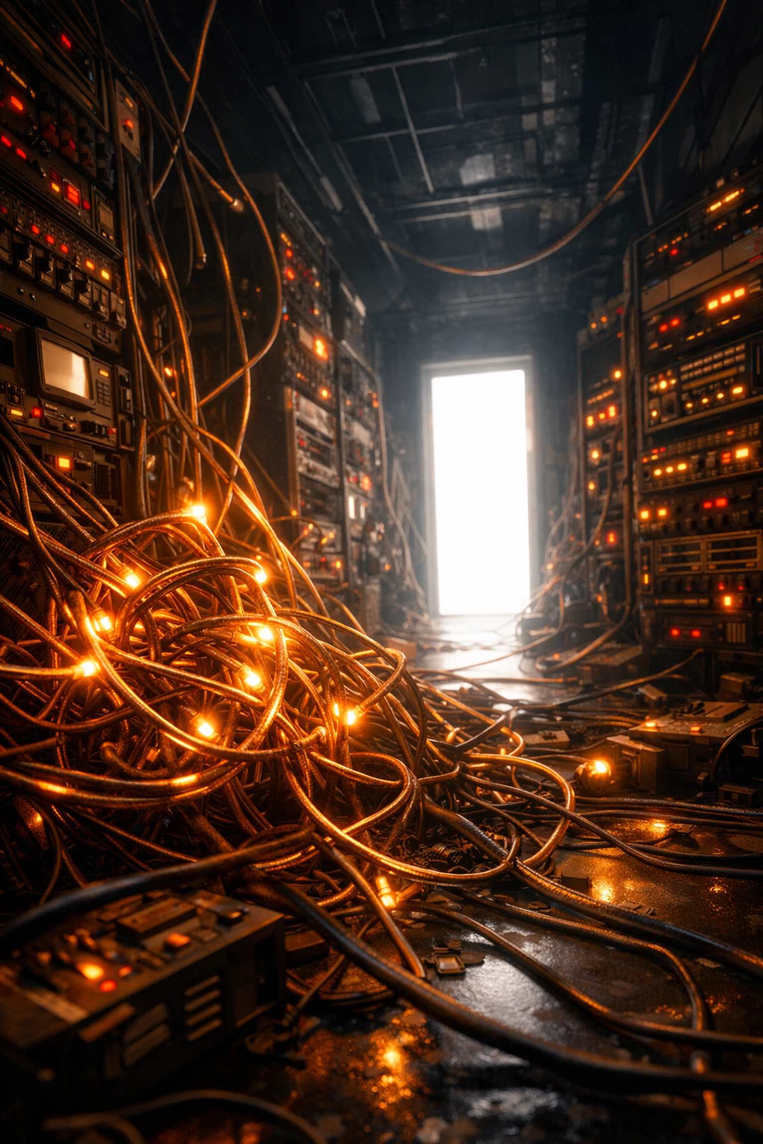 Visual representation of the friction and complexity of legacy payment gateways and custodial systems.