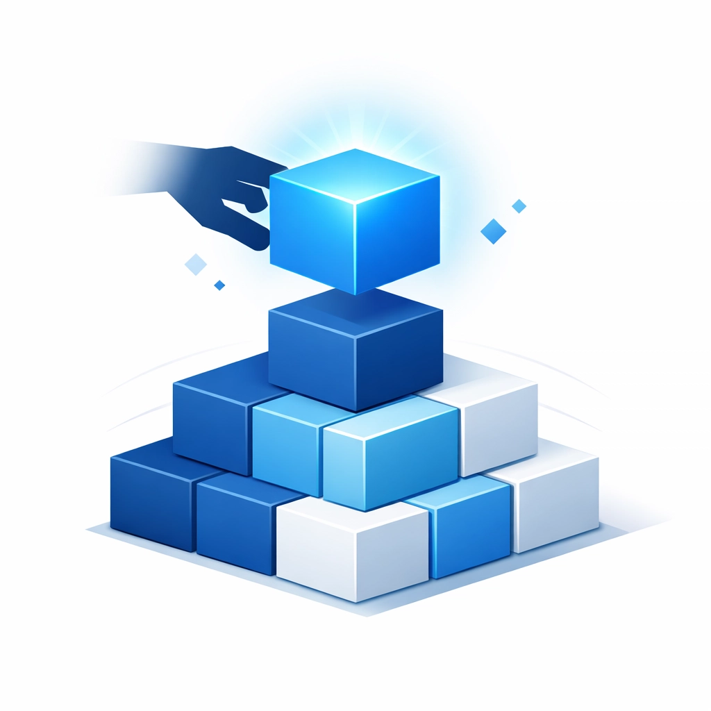 Stacking geometric blocks representing a solid website foundation and professional local SEO strategy