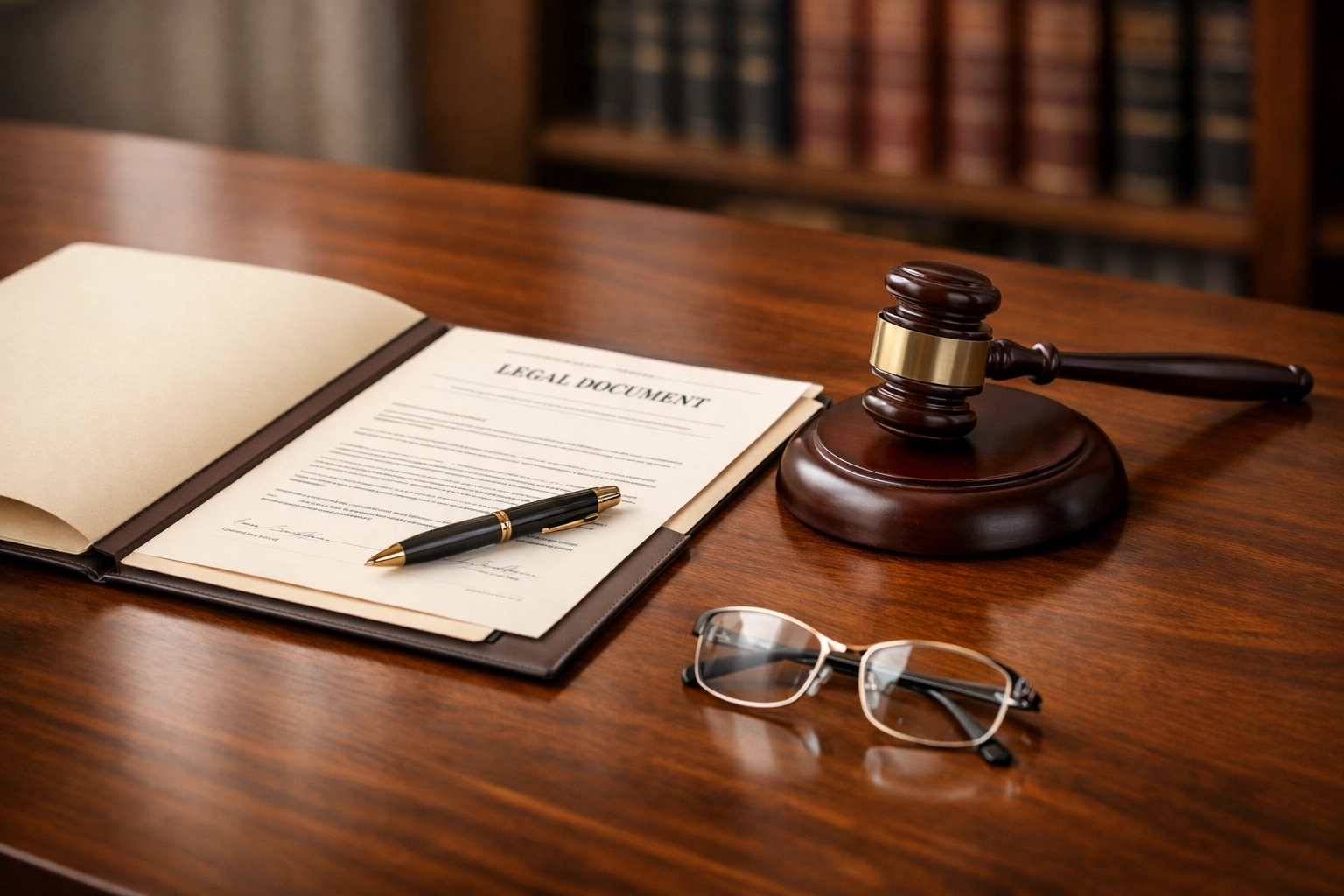 Legal documents and gavel on table during DWI defense consultation in Texas