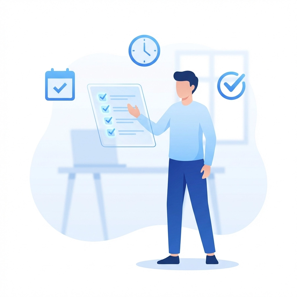 Person updating website checklist highlighting quick content wins for higher productivity