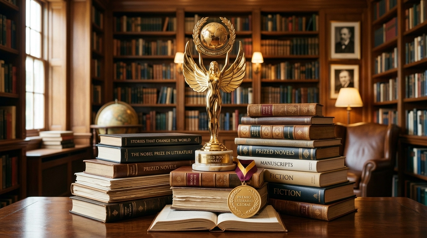 A golden emblem of literary achievement, representing the global stage upon which Sri Lankan artists are now standing.