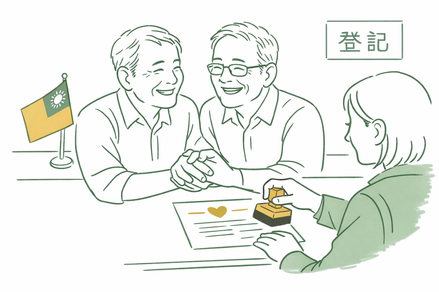 Same-sex couple registering marriage in Taiwan after 2019 marriage equality legalization