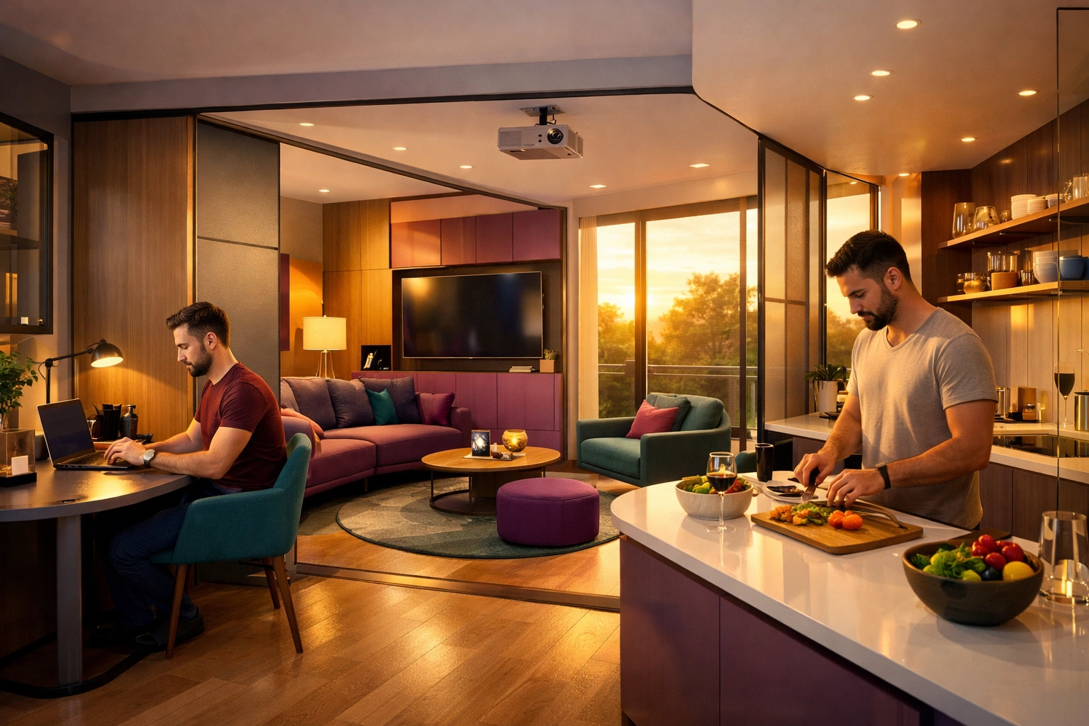 Gender-neutral home interior with flexible open-plan design celebrating LGBTQ+ living spaces