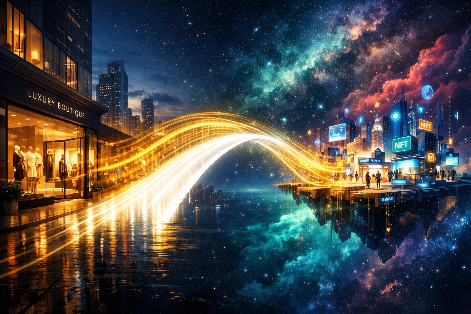 Bridge connecting retail stores to digital markets for seamless Web3 global payments using LUSD stablecoin.