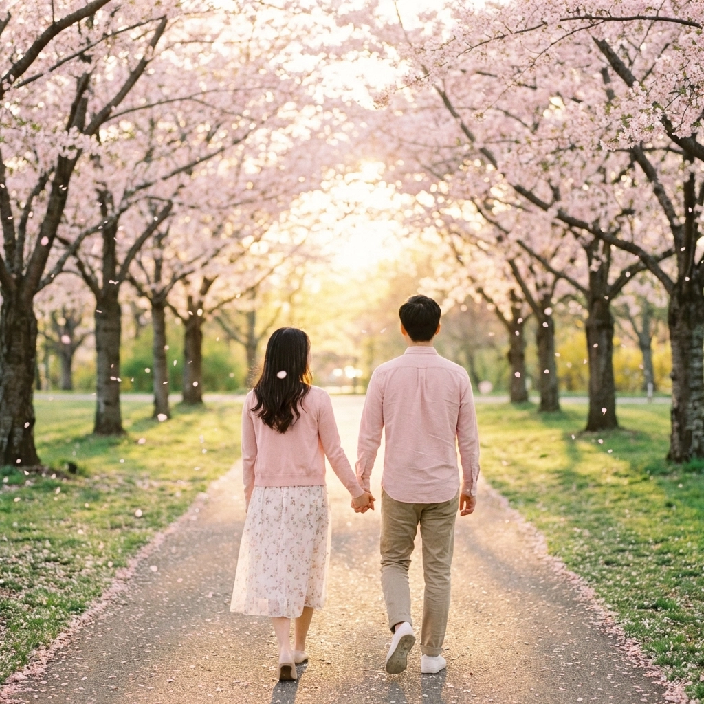 Young couple walking together in a sunlit park, reflecting financial security and future planning with insurance