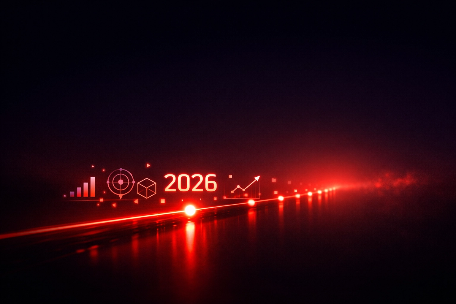 Abstract red timeline illustrating real-time data accuracy for high-quality AI content in 2026.