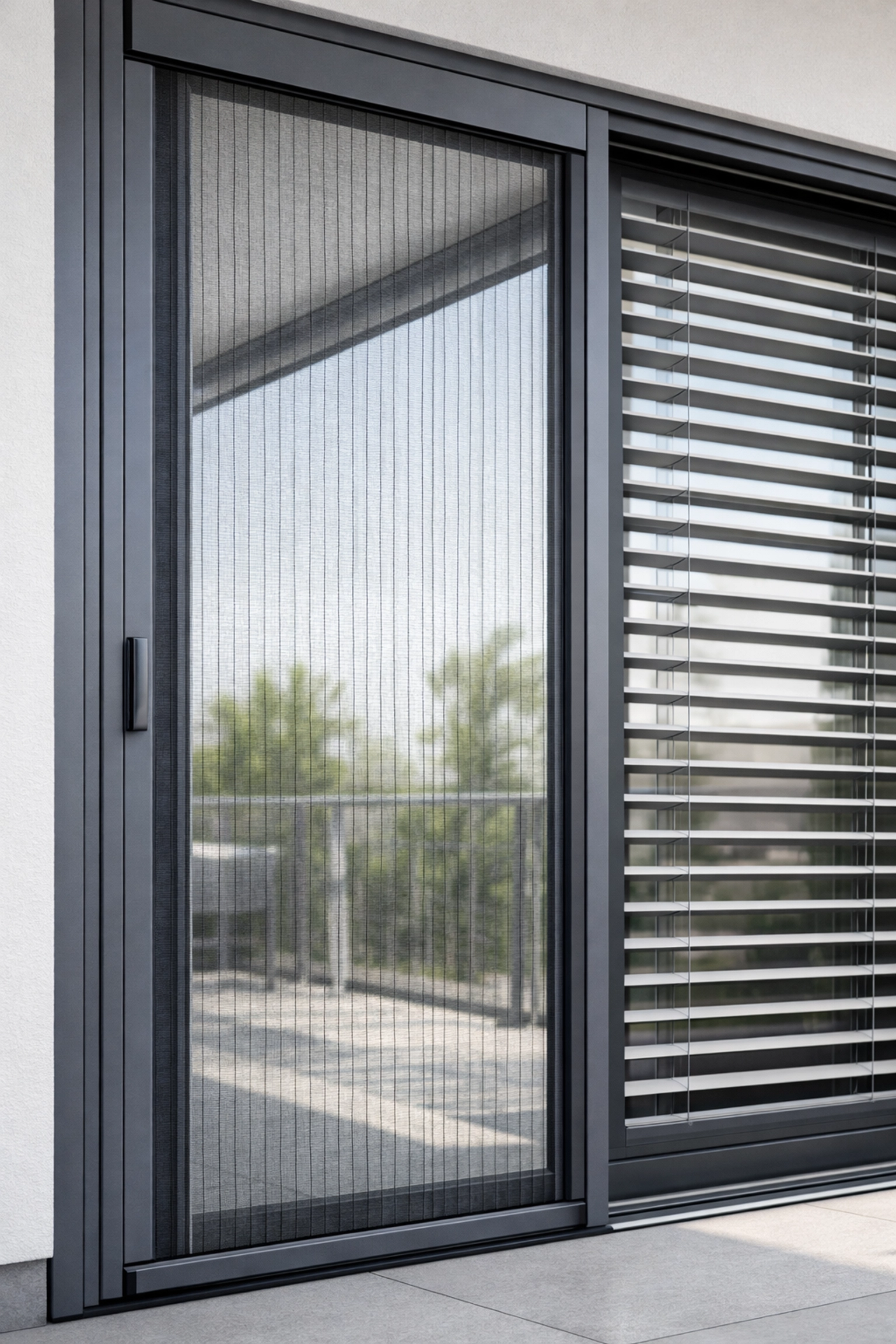 Insektenschutz Wien integriert mit Sonnenschutz-System für Terrassen und Balkontüren