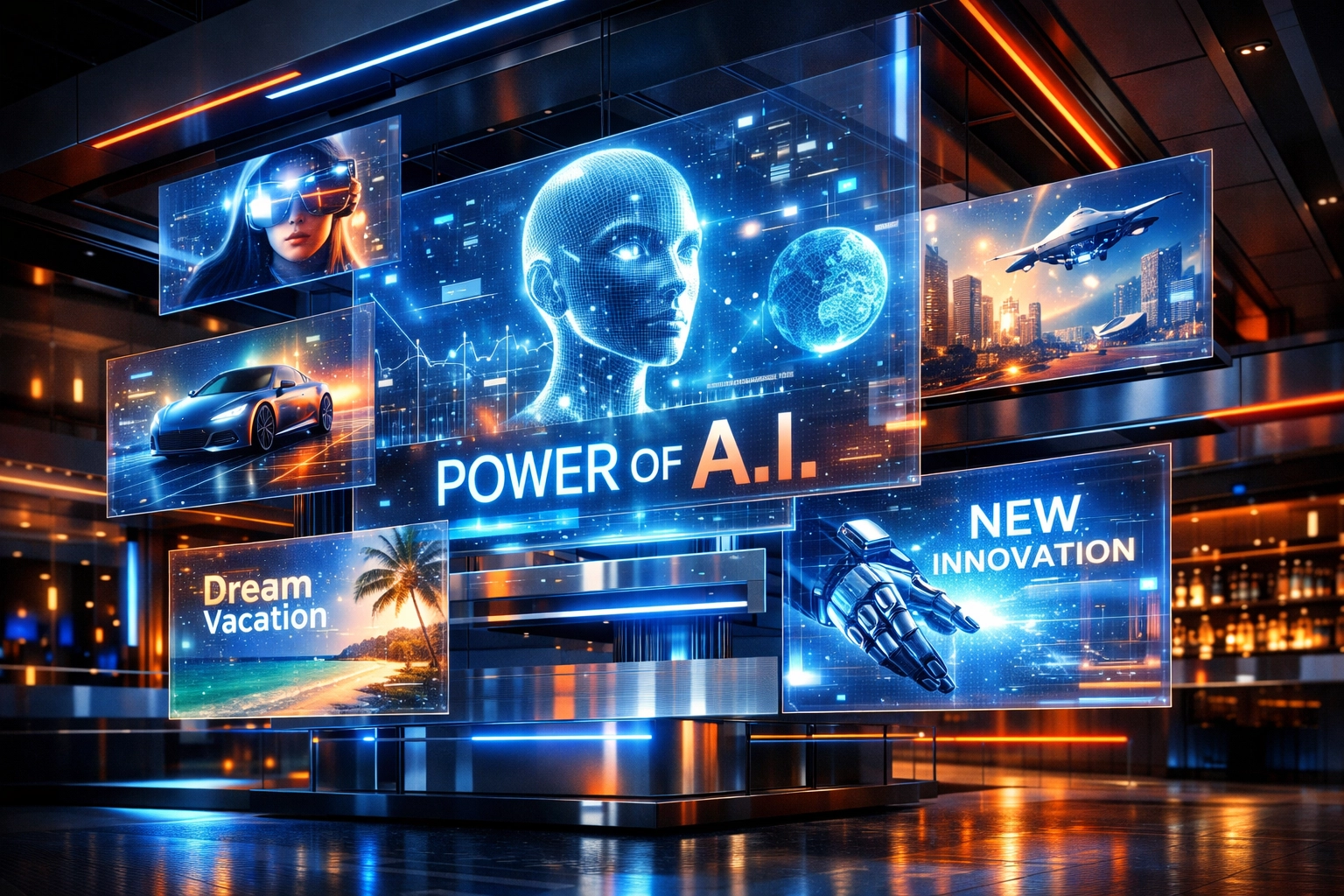 Modern digital billboard technology in entertainment venue