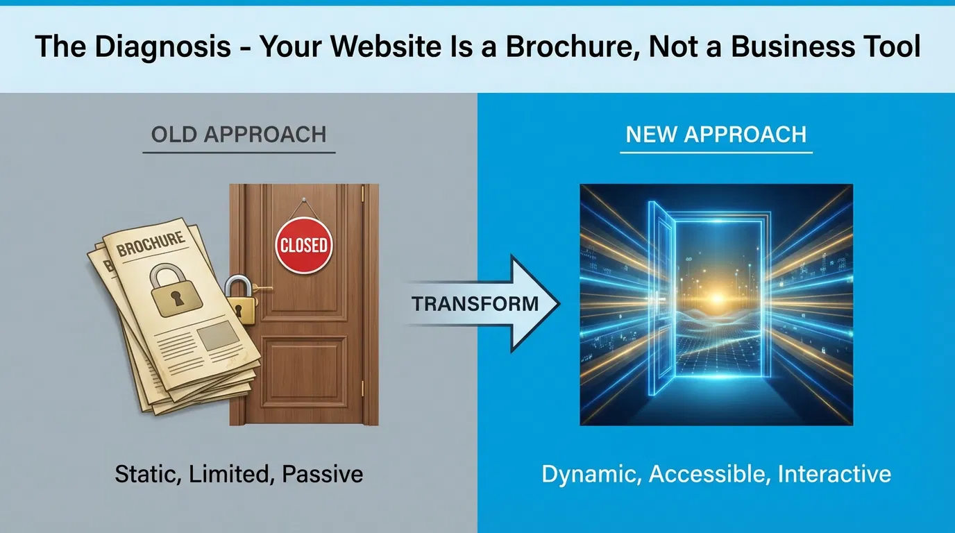 Visual comparison of static vs digital doorway