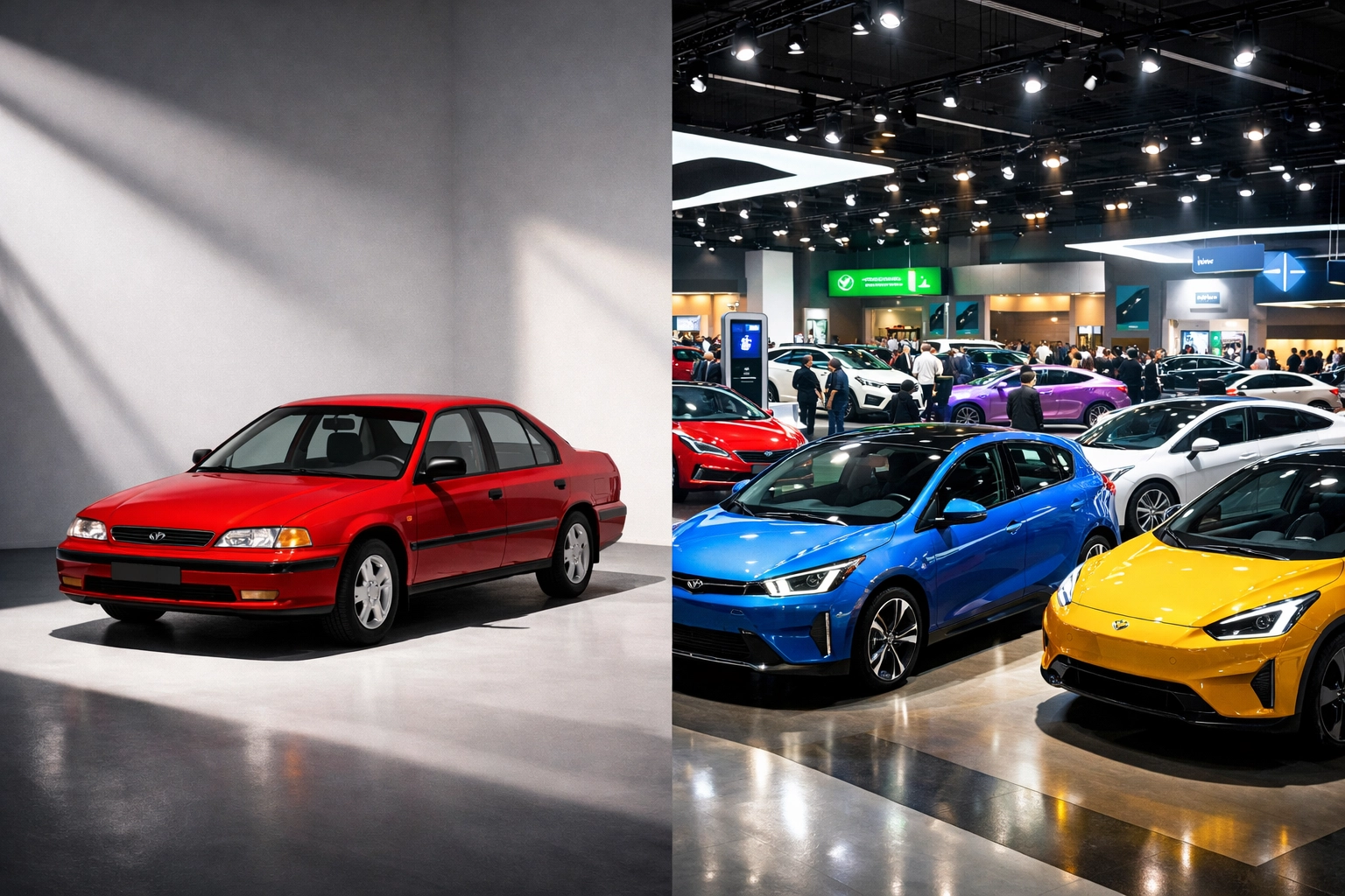 Comparison showing declining petrol car market versus thriving electric vehicle adoption