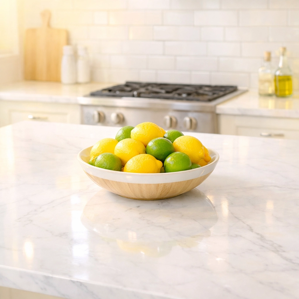 Sparkling clean kitchen countertops and island in a Cedar Falls Iowa home.