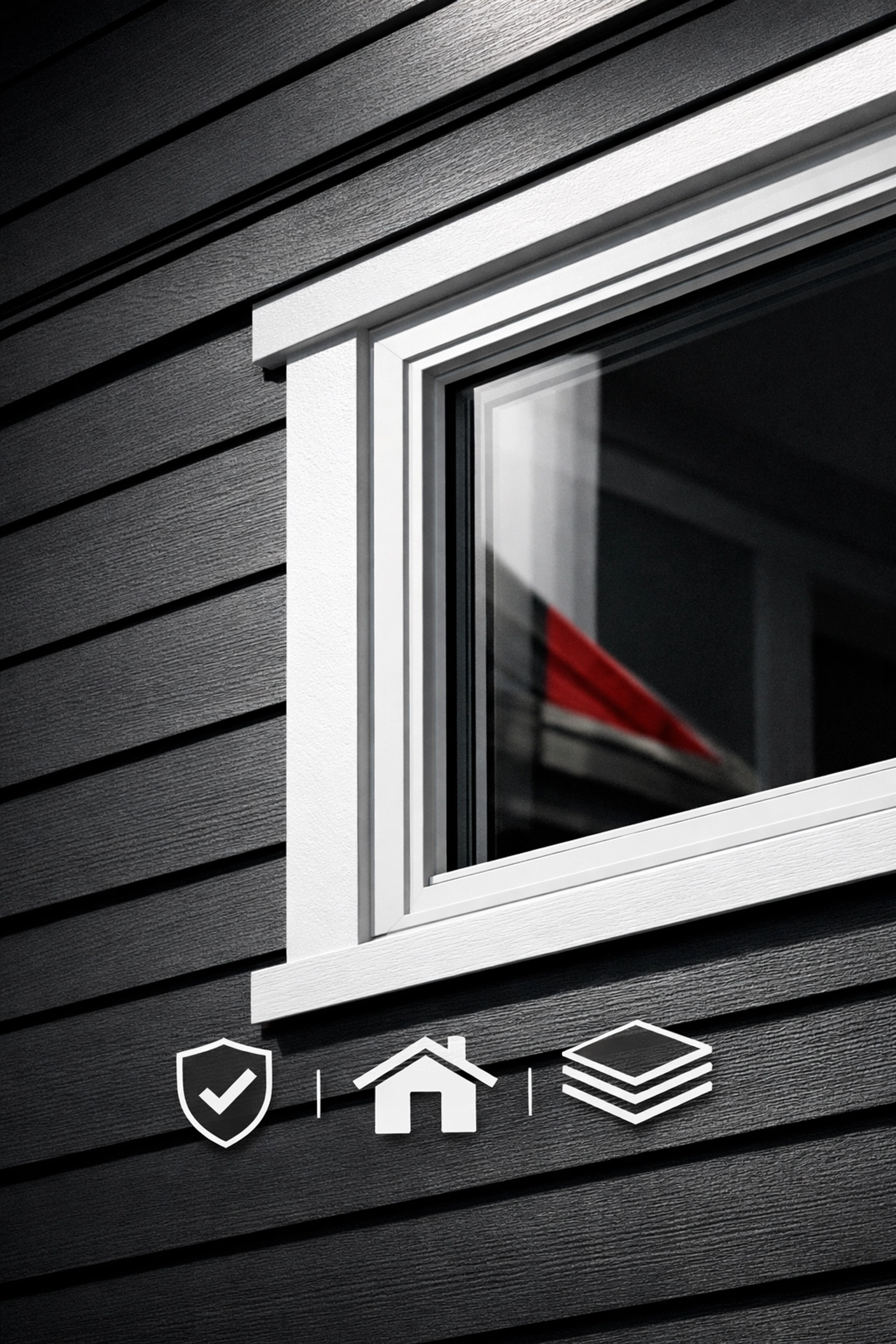 Modern fiber cement siding with impact-resistant windows for storm protection