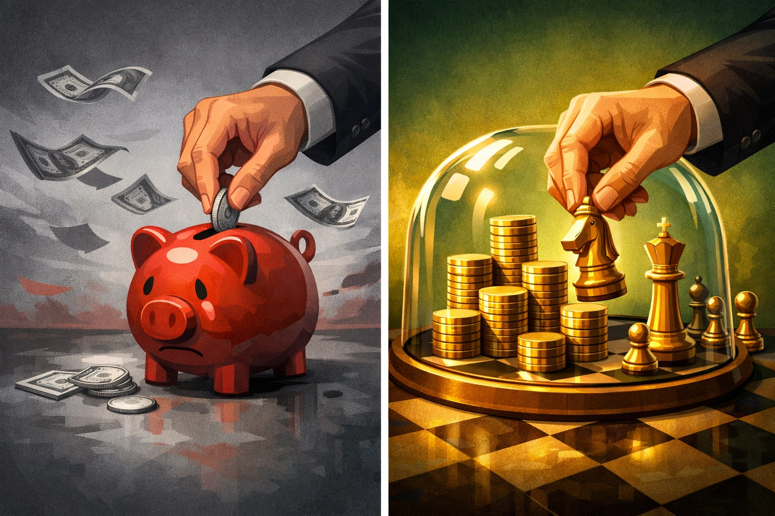 Strategic tax planning illustration comparing reactive saving versus proactive wealth optimization