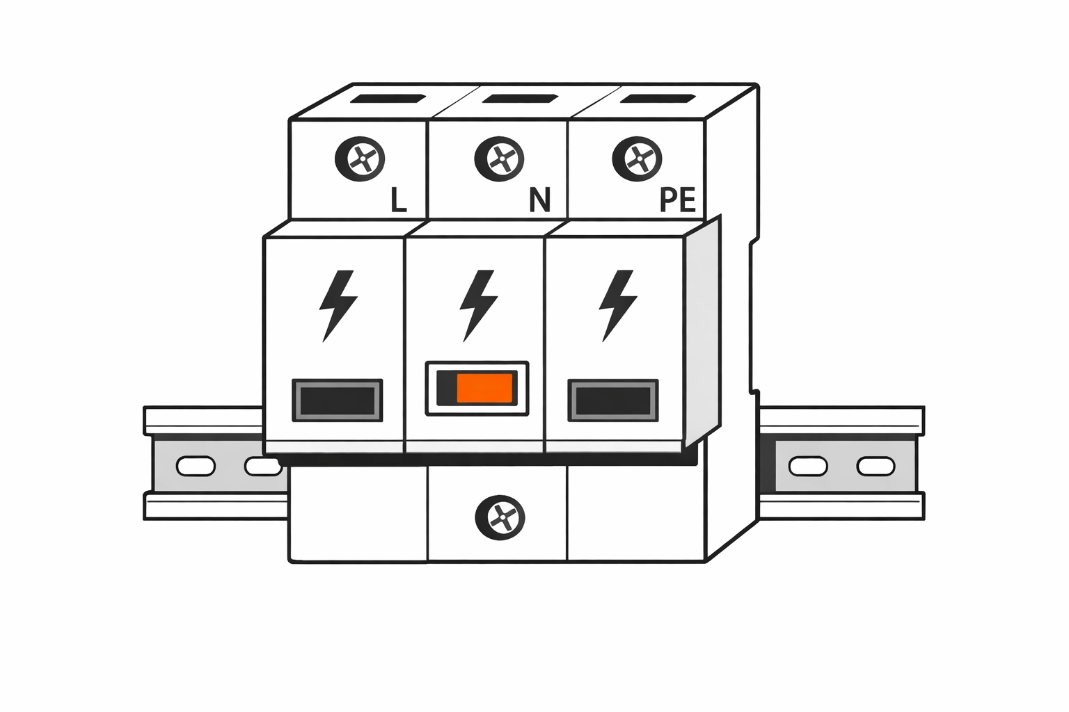Illustration eines Überspannungsschutzes zur Sicherung elektrischer Geräte in Wiener Haushalten.