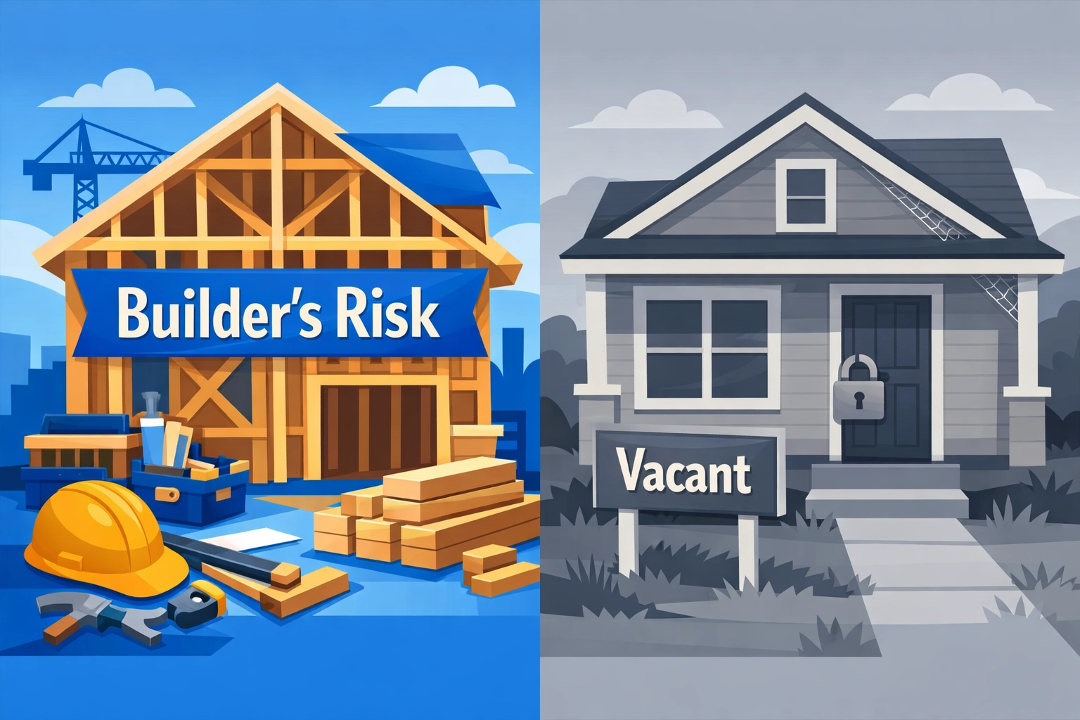 Builder's risk insurance for active renovations vs vacant property insurance for empty homes