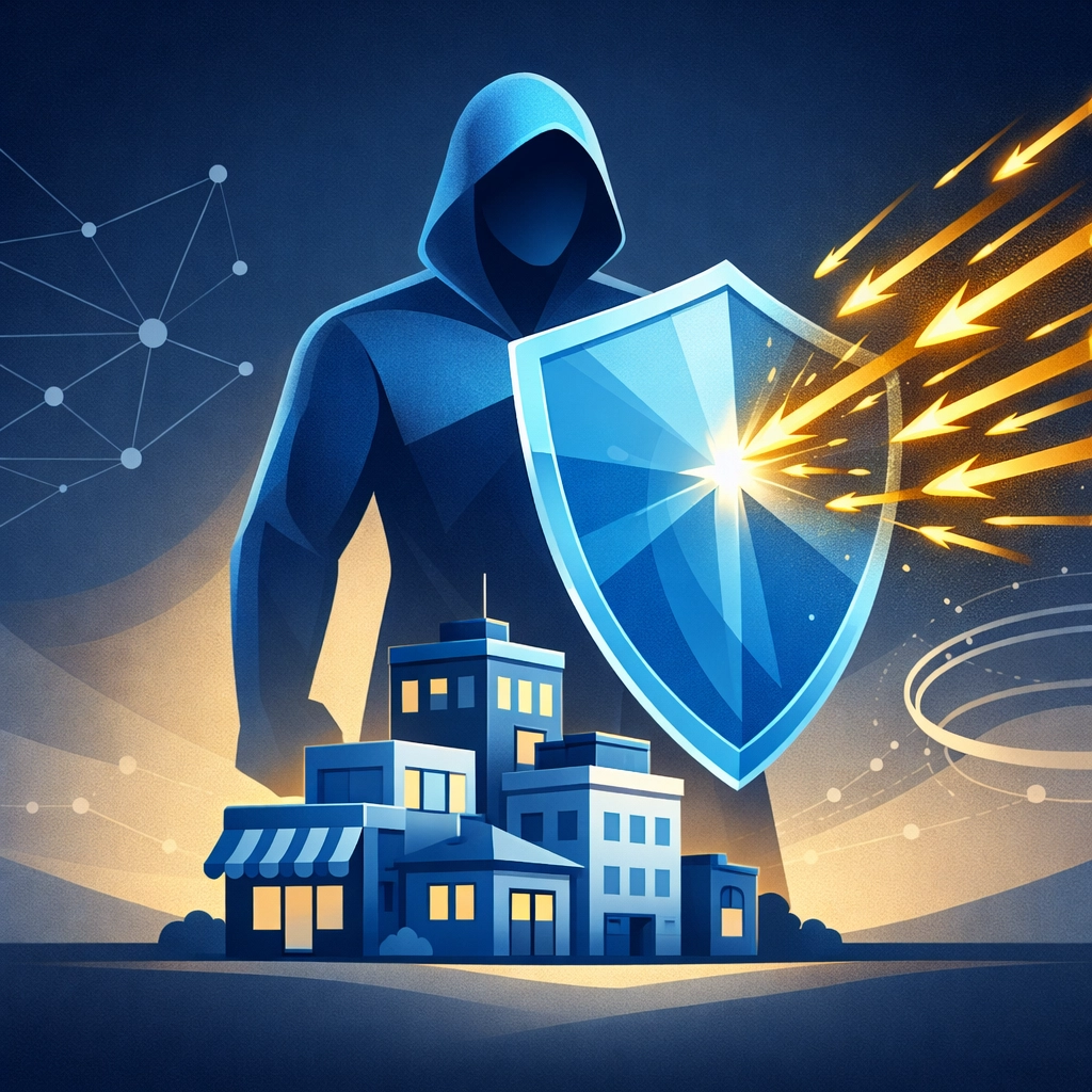 Digital bodyguard protecting small businesses with AI-powered intrusion detection against rapid cyberattacks.