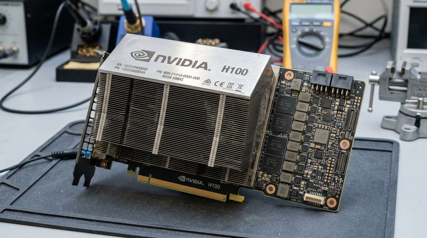 High-end GPU on lab bench
