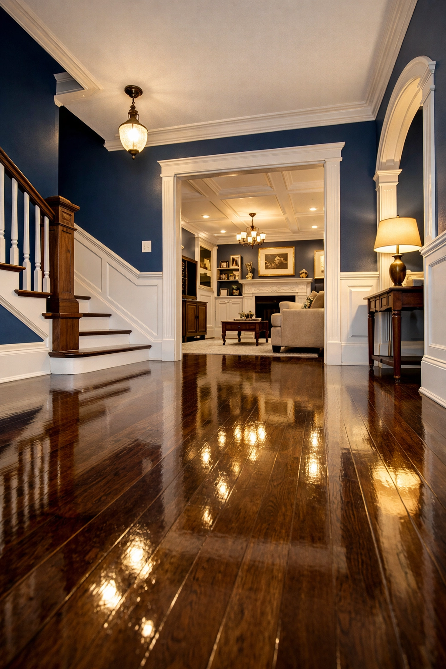 Spotless baseboards and wood floors in a historic home after professional move-out cleaning Worcester MA.