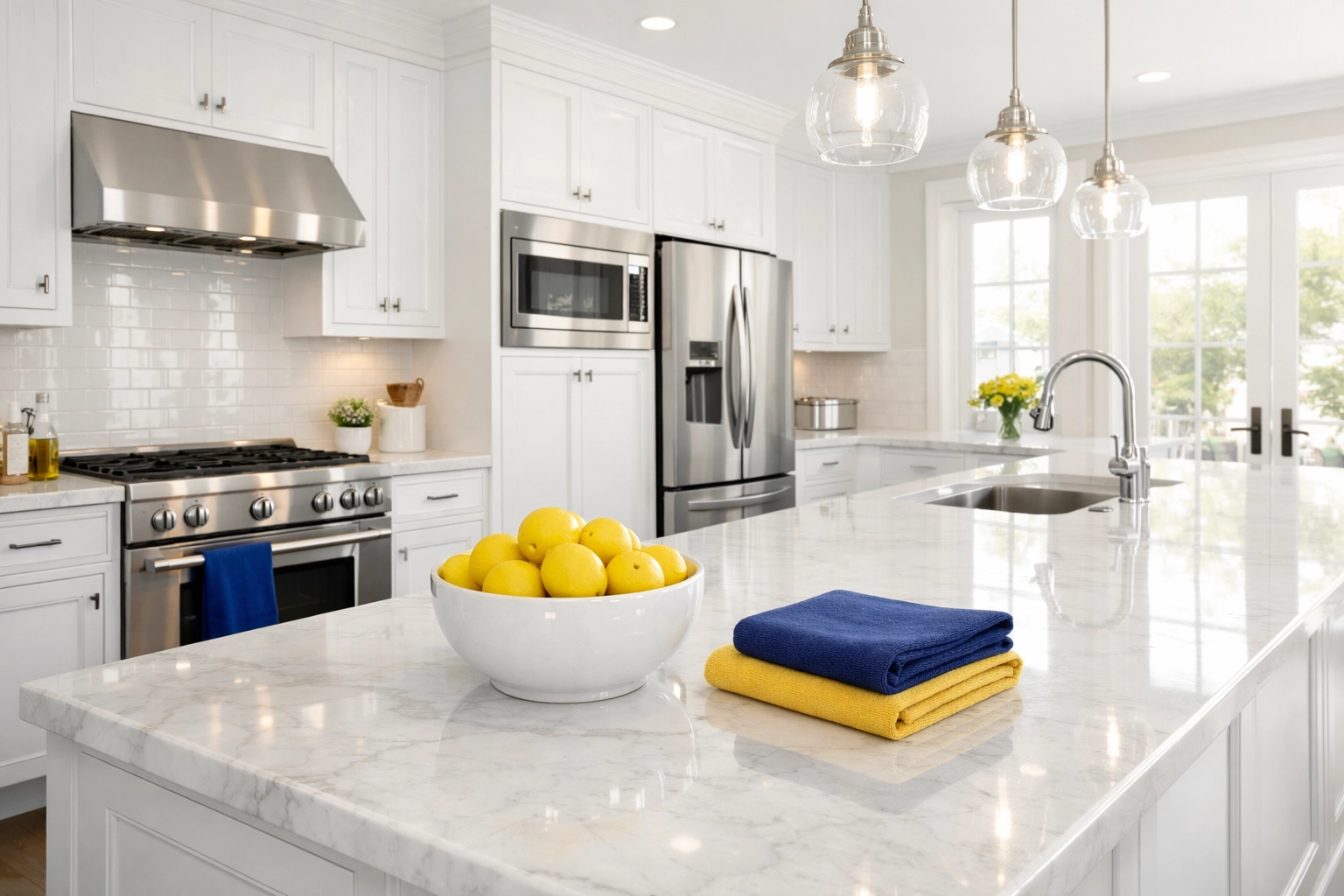 A spotless professional kitchen in Worcester showing move-in ready deep cleaning results.