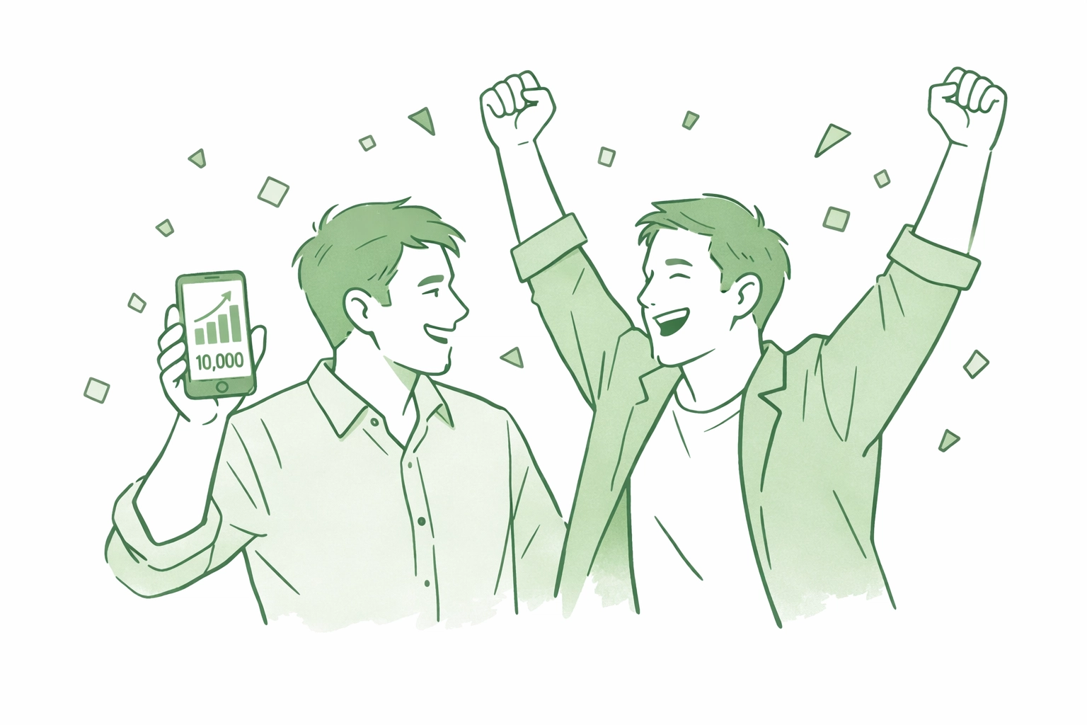 Gay romance authors celebrating successful ebook sales and direct royalty payments