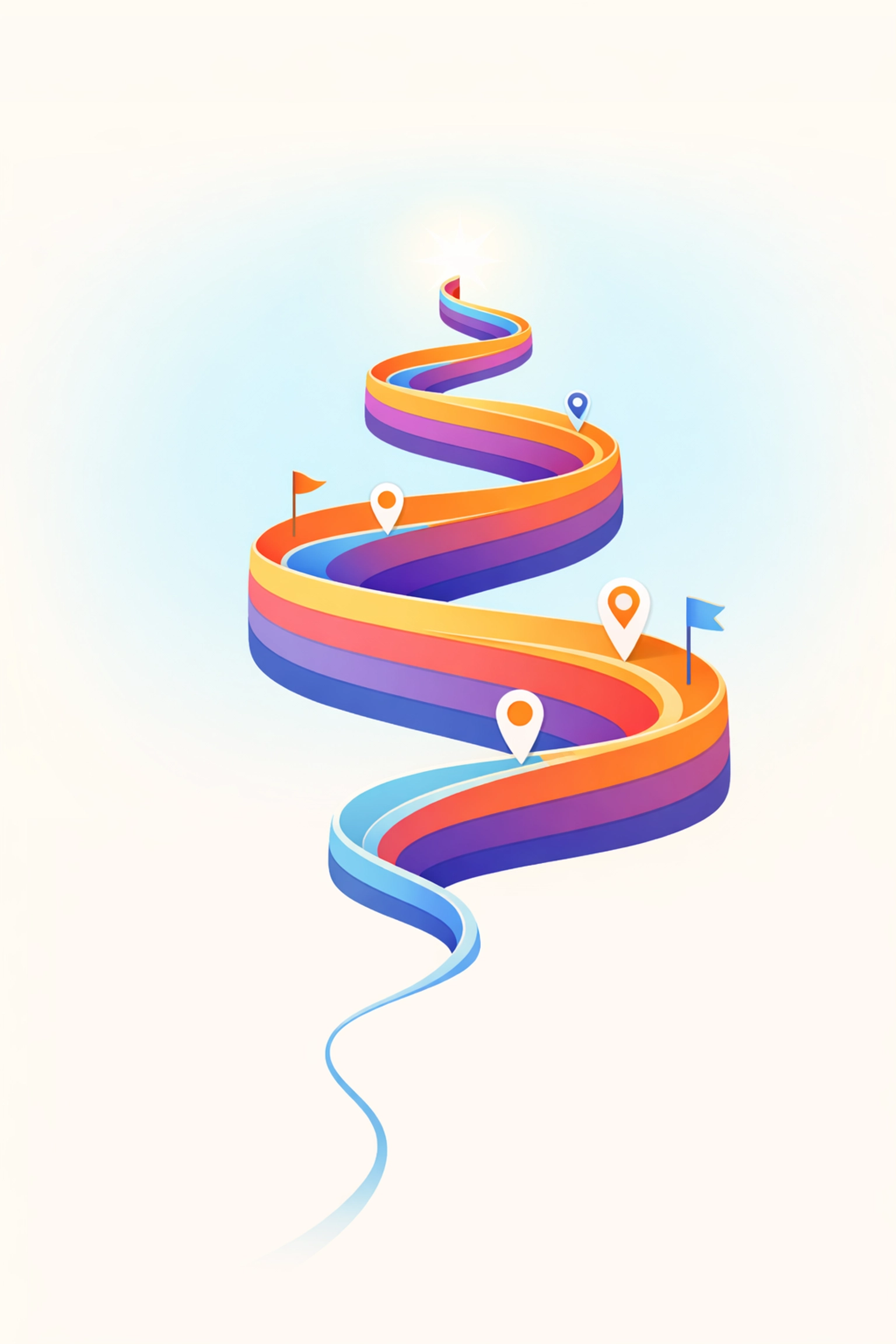Colorful ascending path illustrating compound effect of consistent daily creative practice