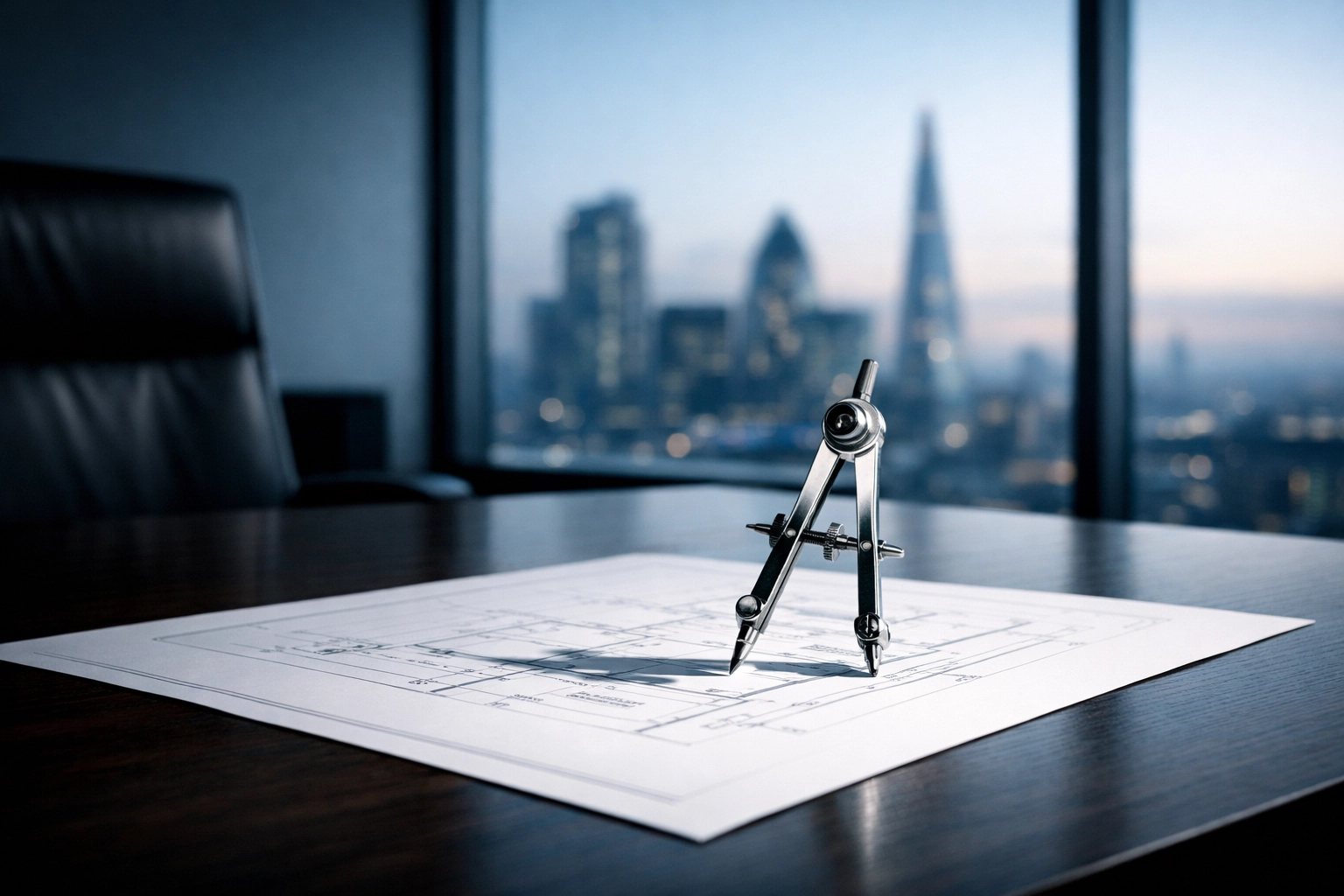 Silver compass on a blueprint symbolizing a structured approach to sales competency measurement.