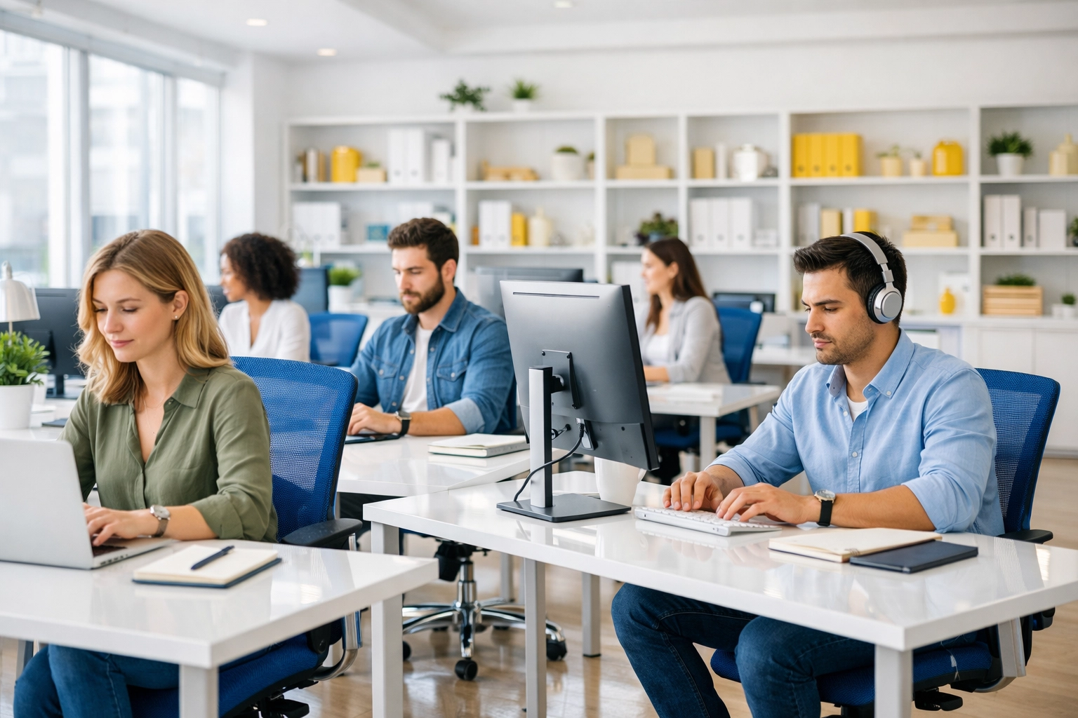 Clean open-plan office workspace in Northbridge with polished desks and professional janitorial upkeep.