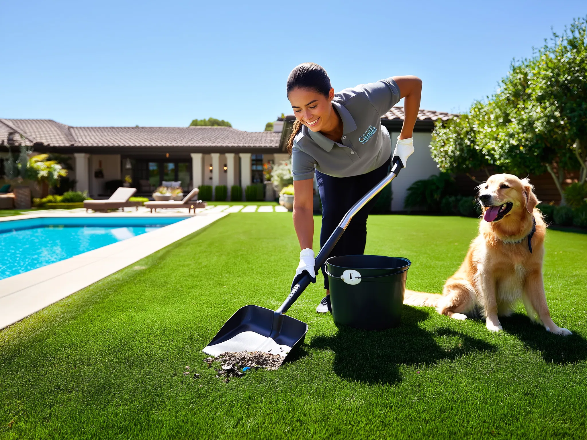 A Poolside Pros team member taking care of the messy stuff so you don't have to.