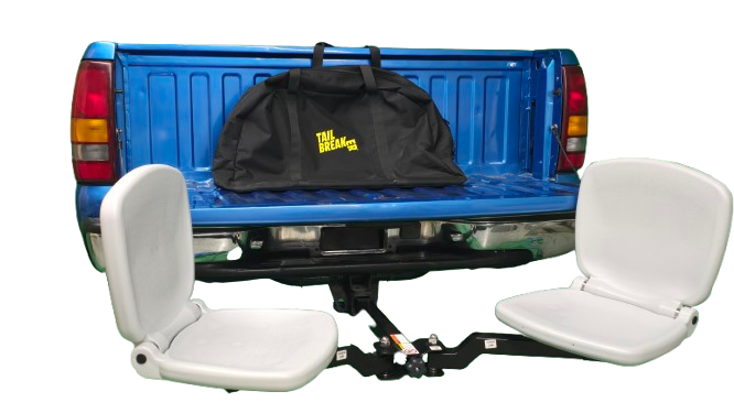 Tailbreaker dual seating system mounted on blue pickup