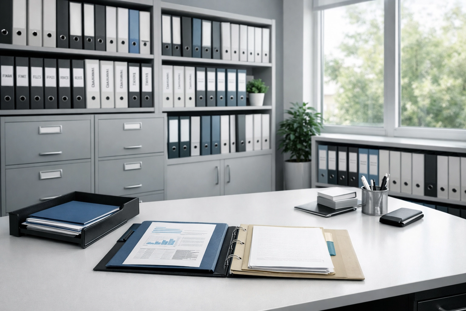 Organized business records and files prepared for company sale