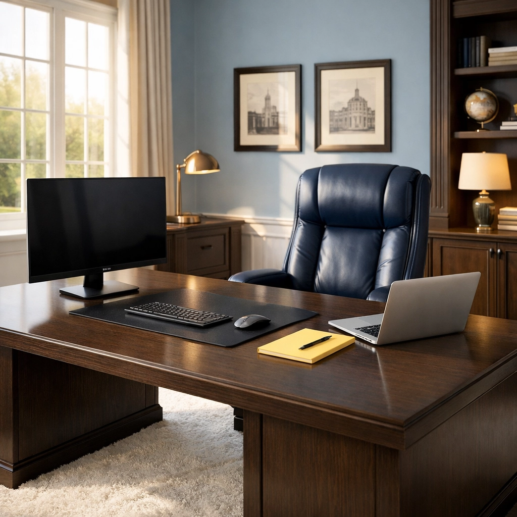 Organized home office maintained with the same high standards as commercial cleaning in Carlisle.