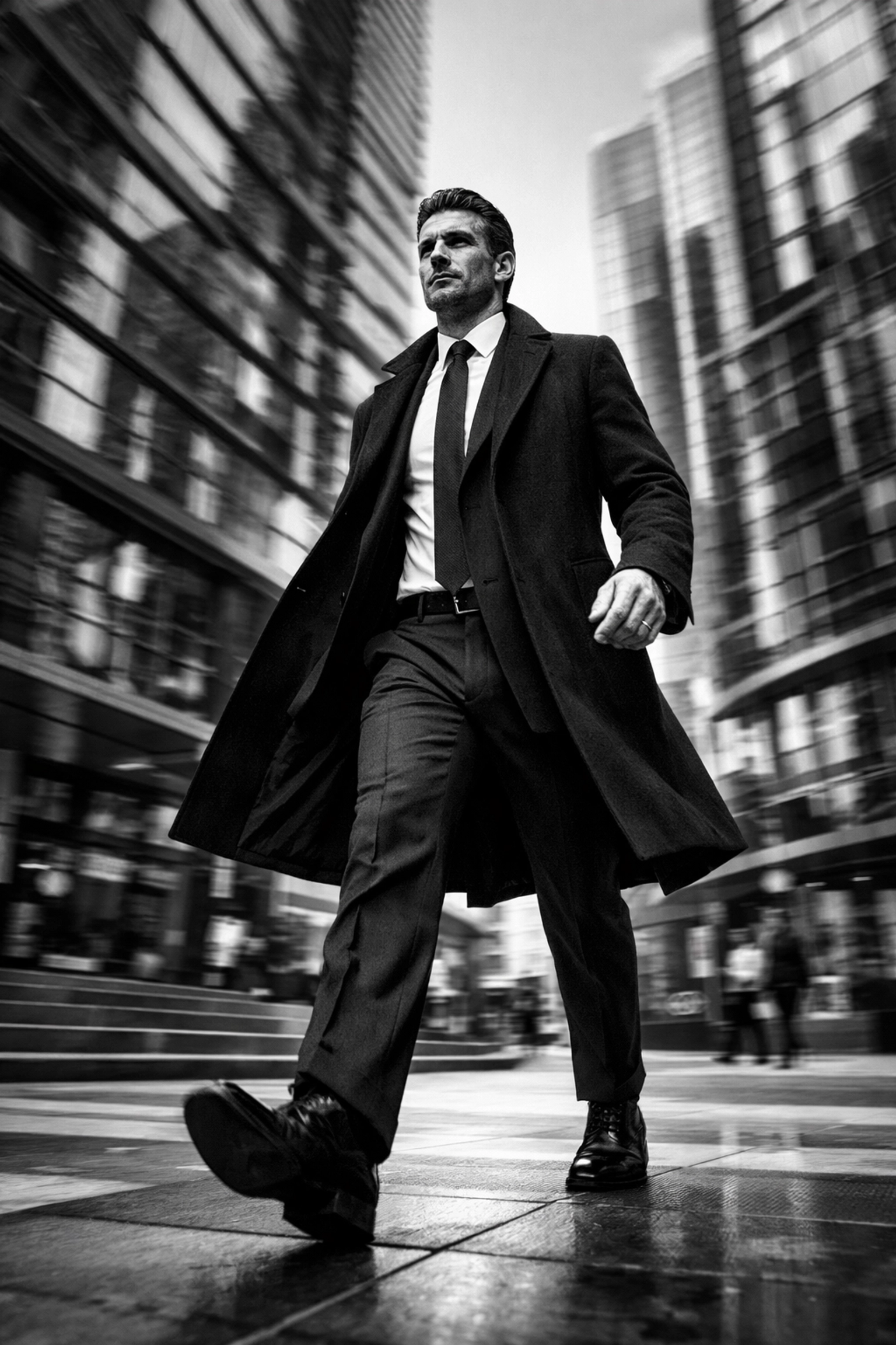 Professional man walking through Barangaroo, Sydney, ready for a dating makeover transformation.