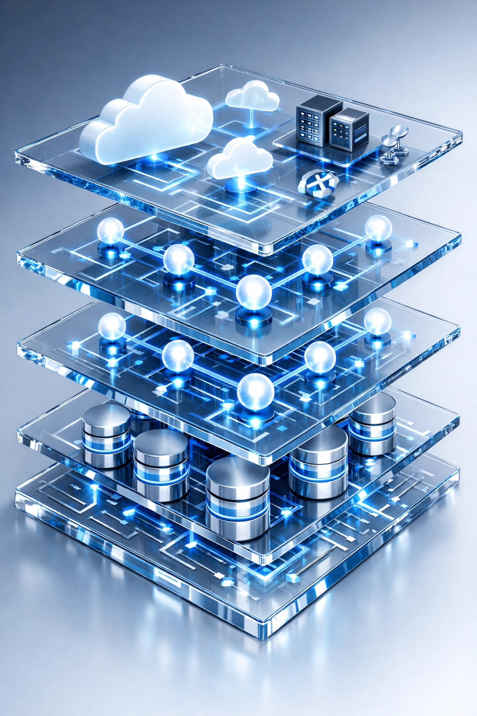 Multi-layered ServiceNow technical architecture showing integration framework and system connections