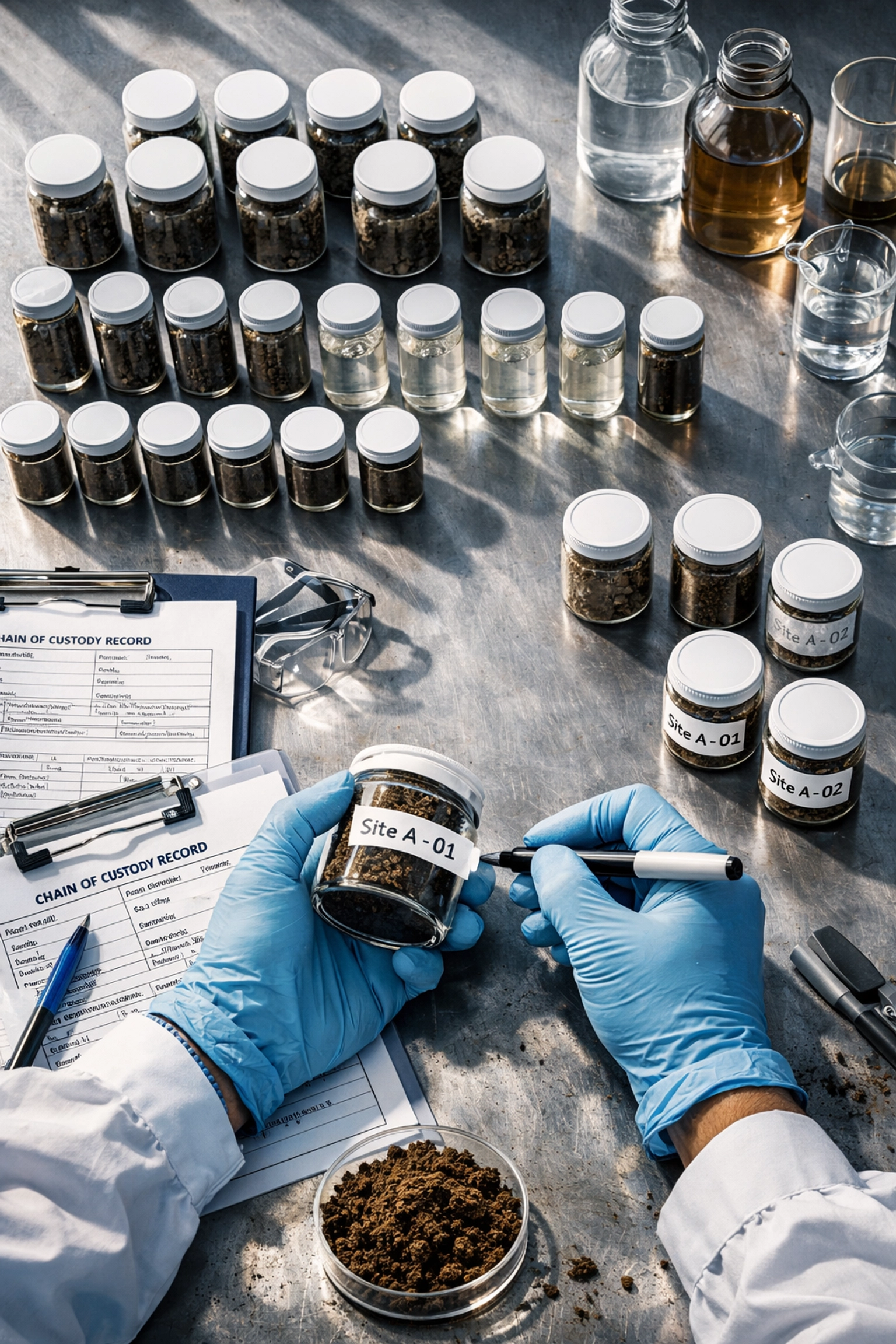 Environmental laboratory testing soil and water samples for PFAS contamination in New Jersey