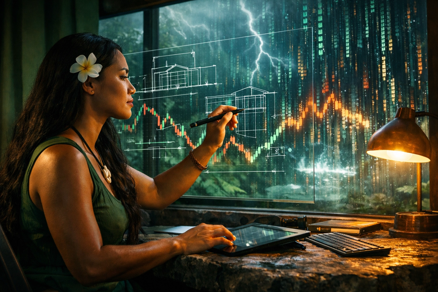 Polynesian woman designing software architecture to stay resilient in a volatile AI market.