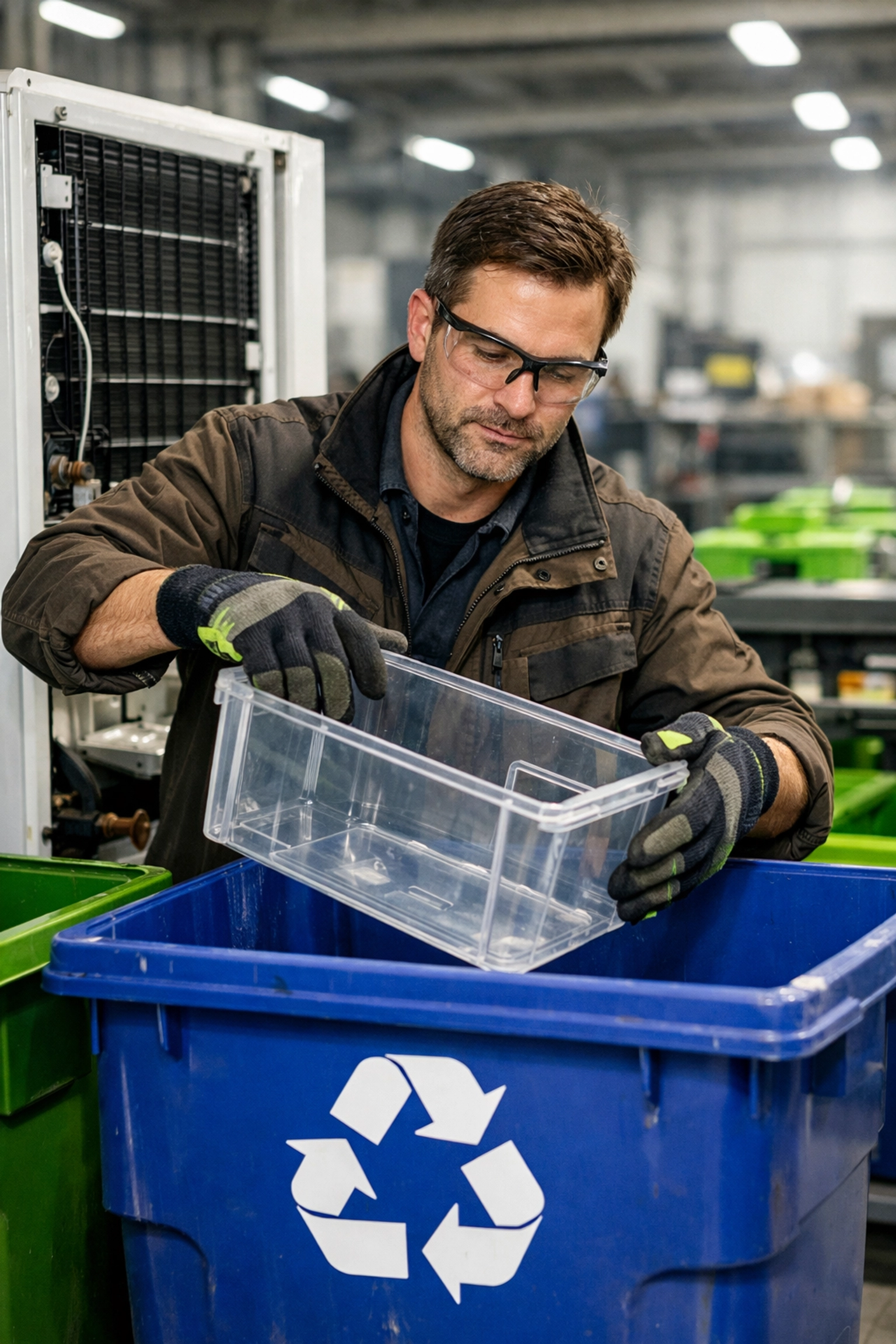 Junk GTA professional dismantling a fridge for appliance recycling in Barrie, focusing on eco-friendly disposal.